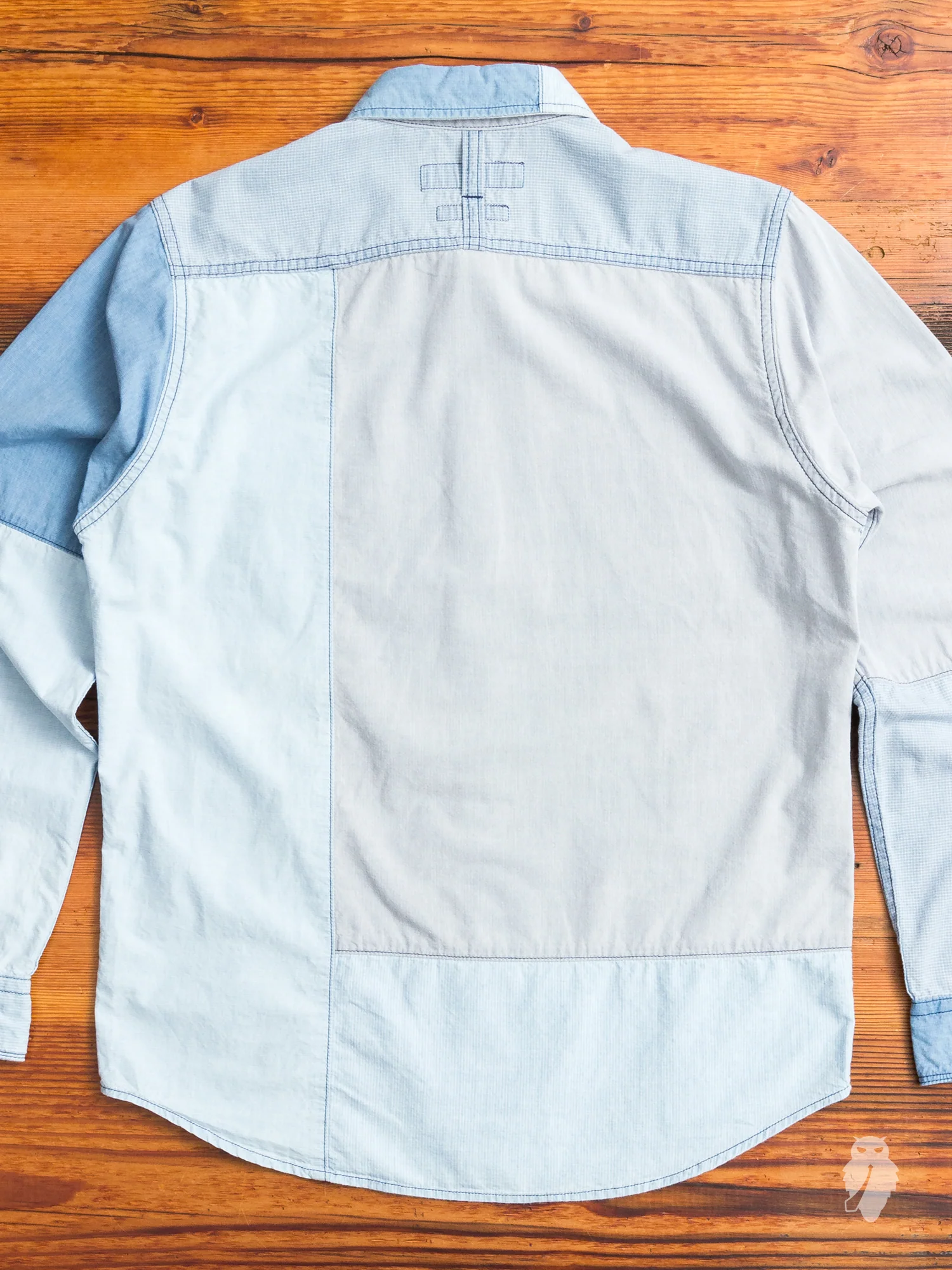 Boro Repair Button-Up Shirt in Washed Indigo - Image 5