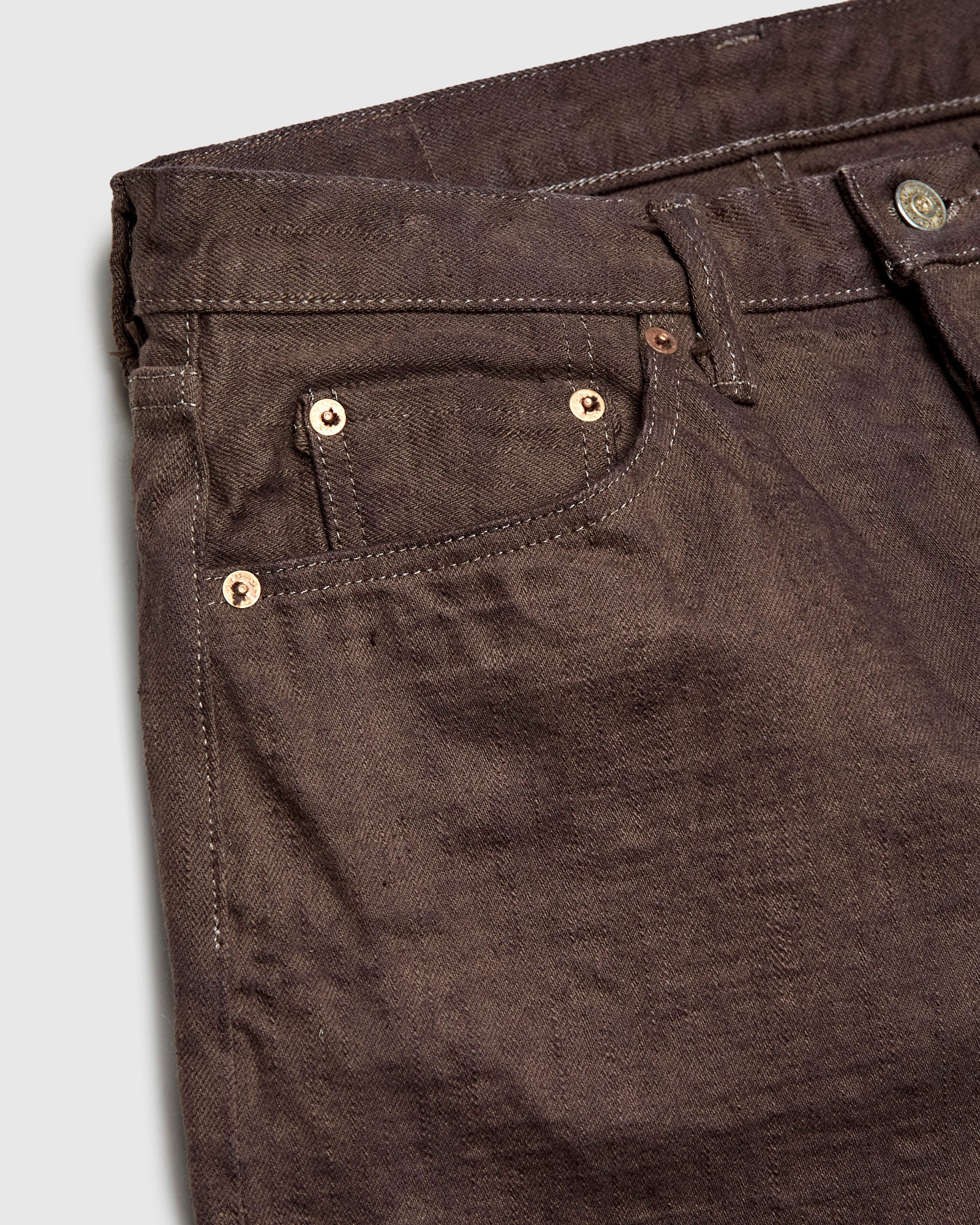 BOS710XX-KU "Shizen" 18oz Kuri Chestnut Selvedge Denim - Slim Straight Fit - Image 7