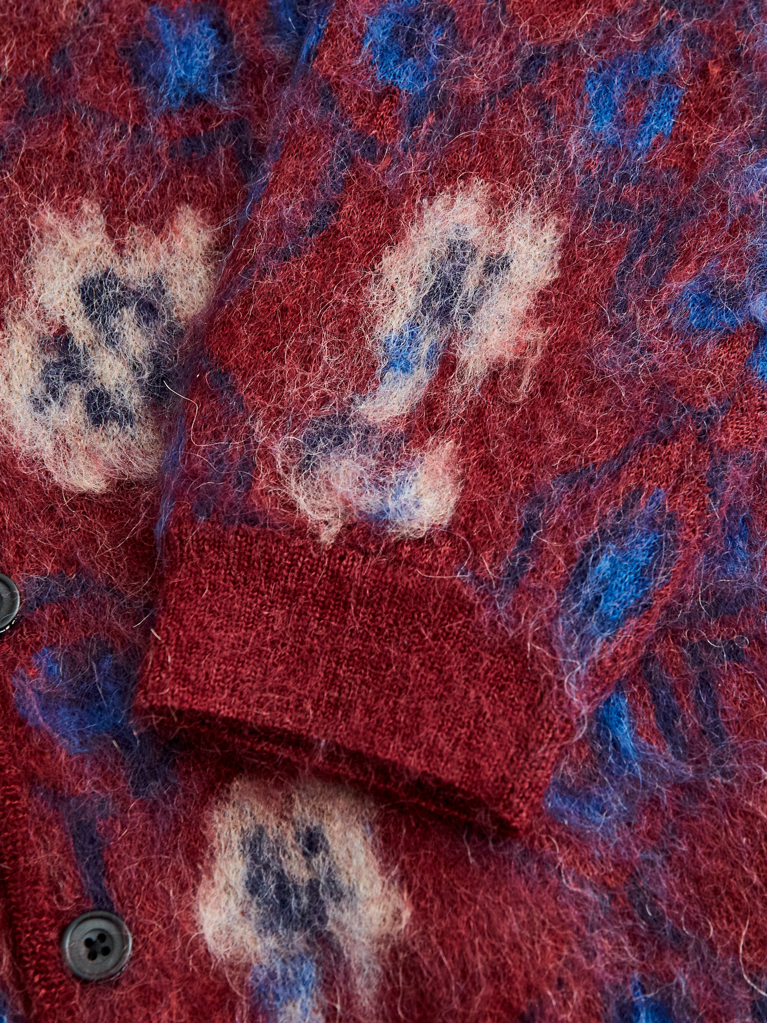Botanical Pattern Jacquard Cardigan in Burgundy - Image 6