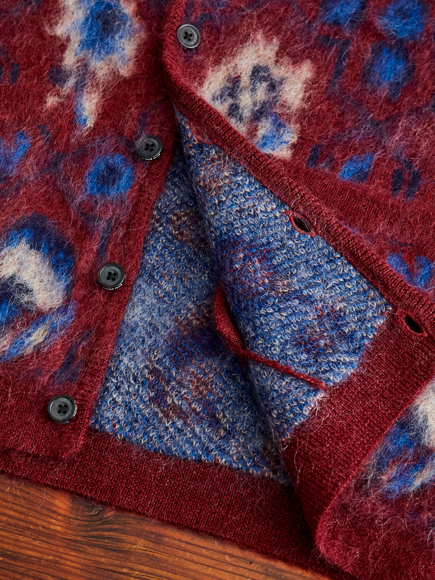 Botanical Pattern Jacquard Cardigan in Burgundy - Image 7