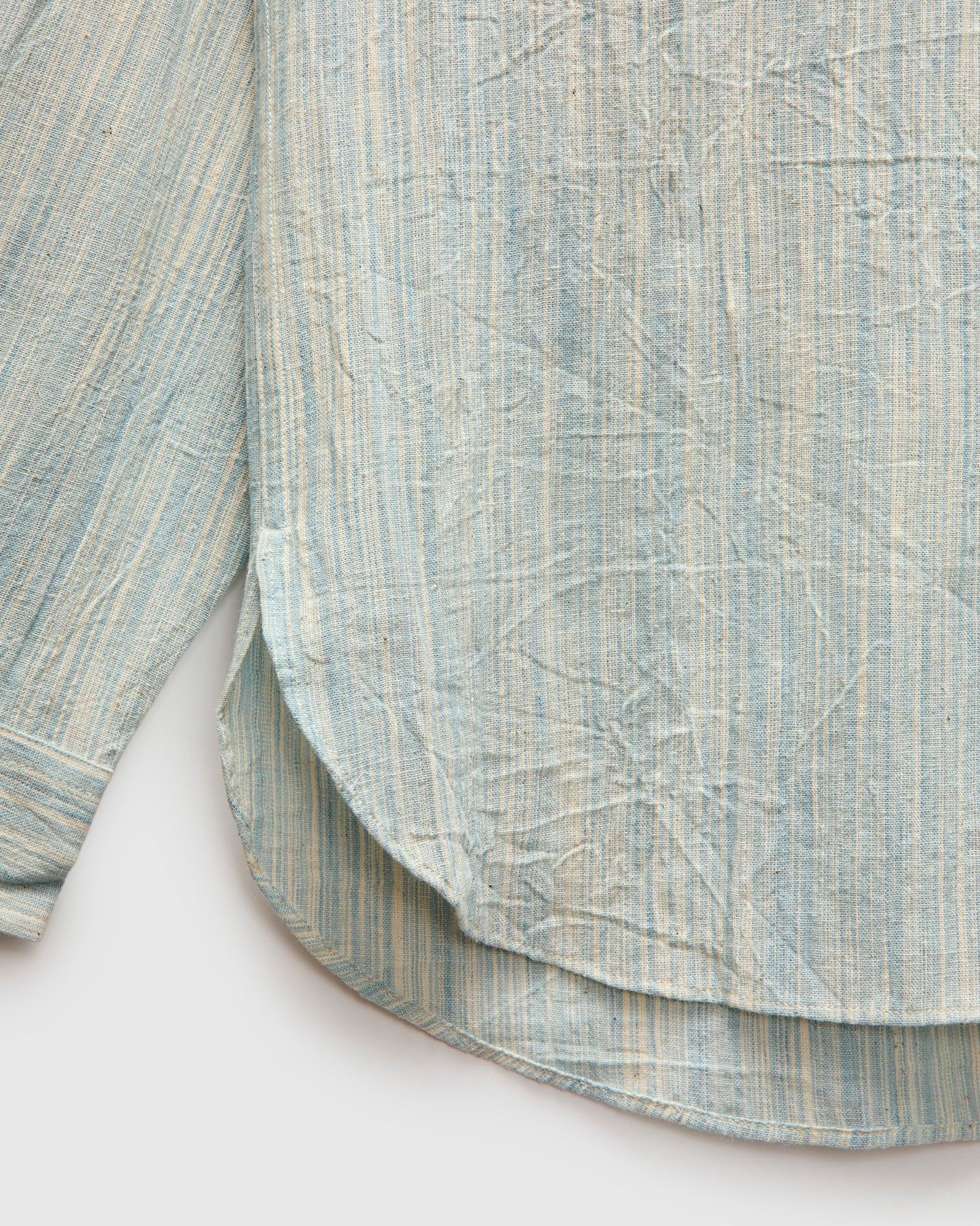 Handwoven Brook Shirt in Spacedye Light Indigo Stripe - Image 7