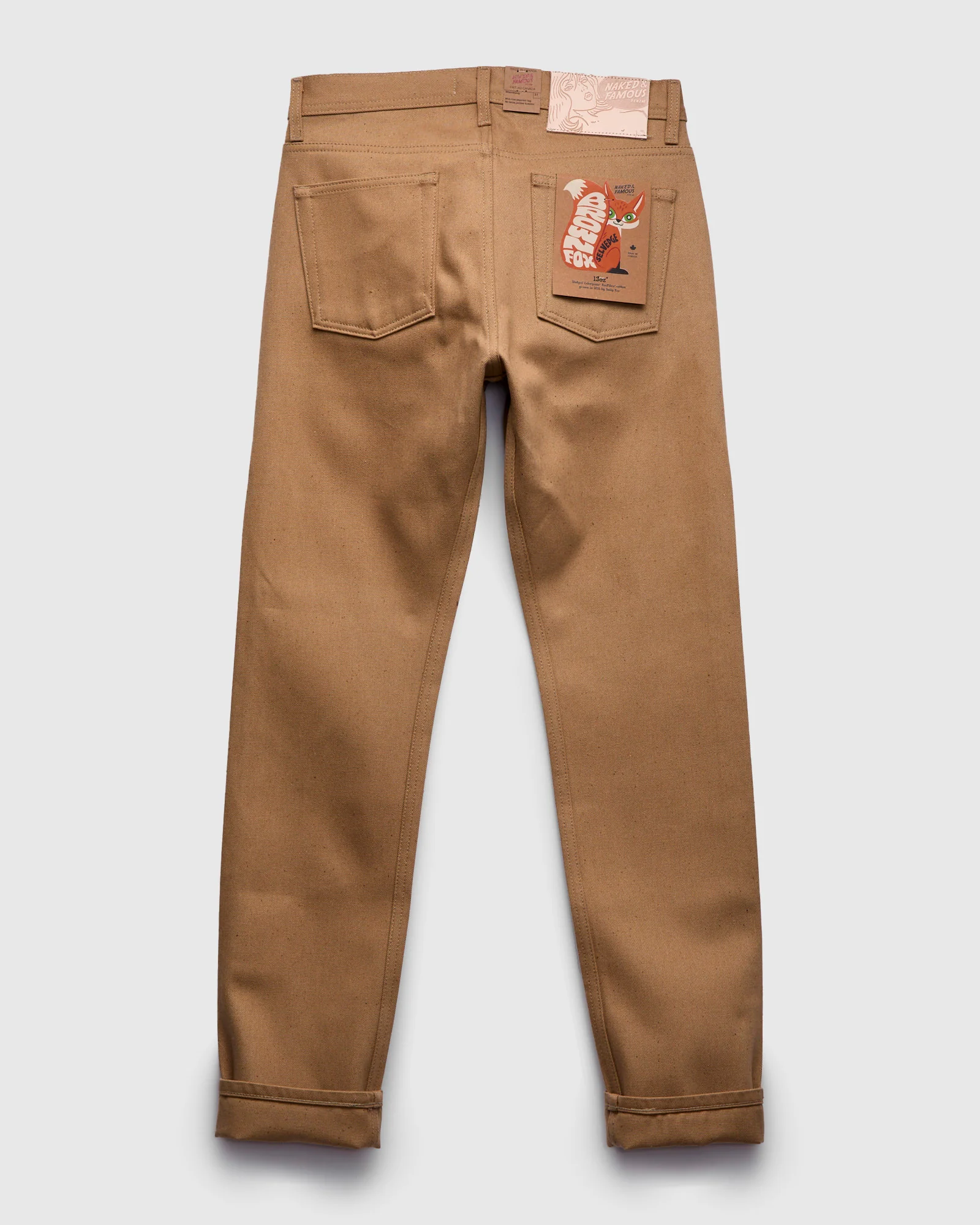 "Brown Fox" 13oz FoxFibre® Brown Selvedge Denim - Weird Guy Fit - Image 3