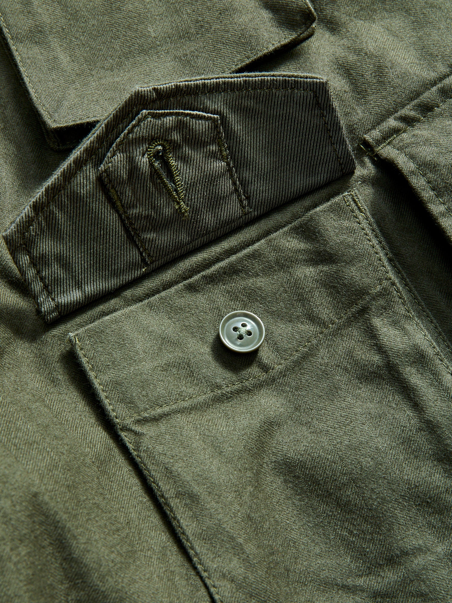 Brushed Herringbone FA Flight Cargo Pants in Olive - Image 7