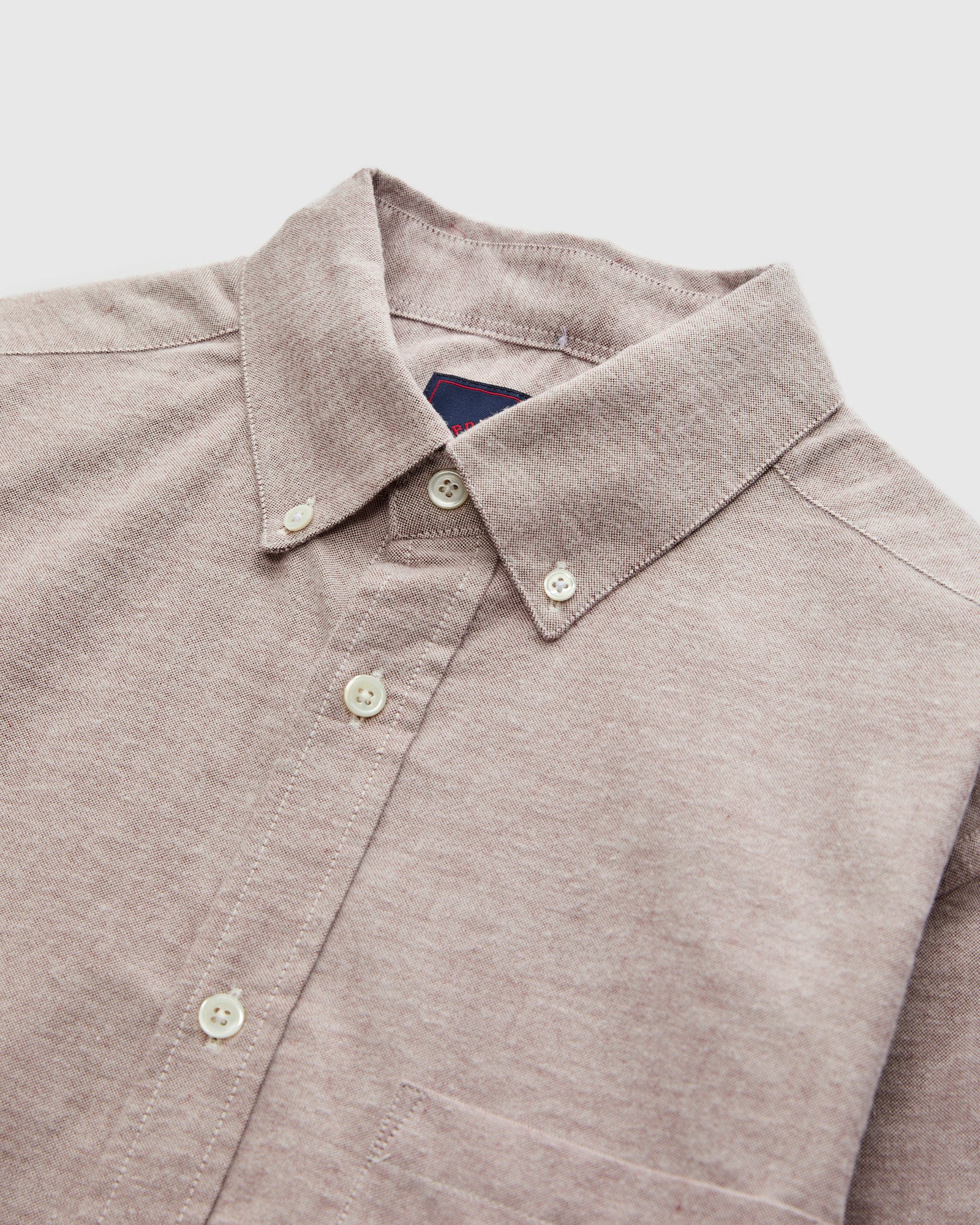 Brushed Oxford Button-Up Shirt in Bordeaux - Image 4