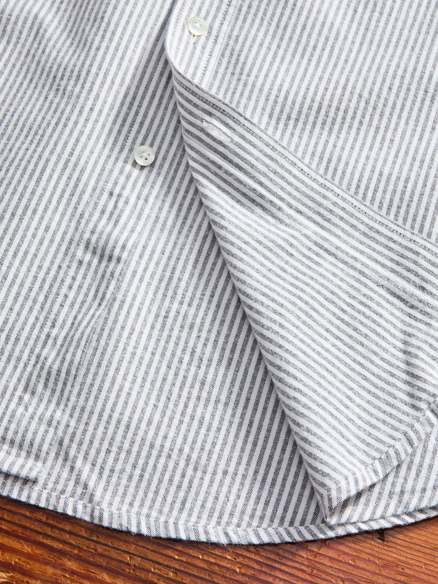 Brushed Oxford Stripe Button-Up Shirt in Blue - Image 9