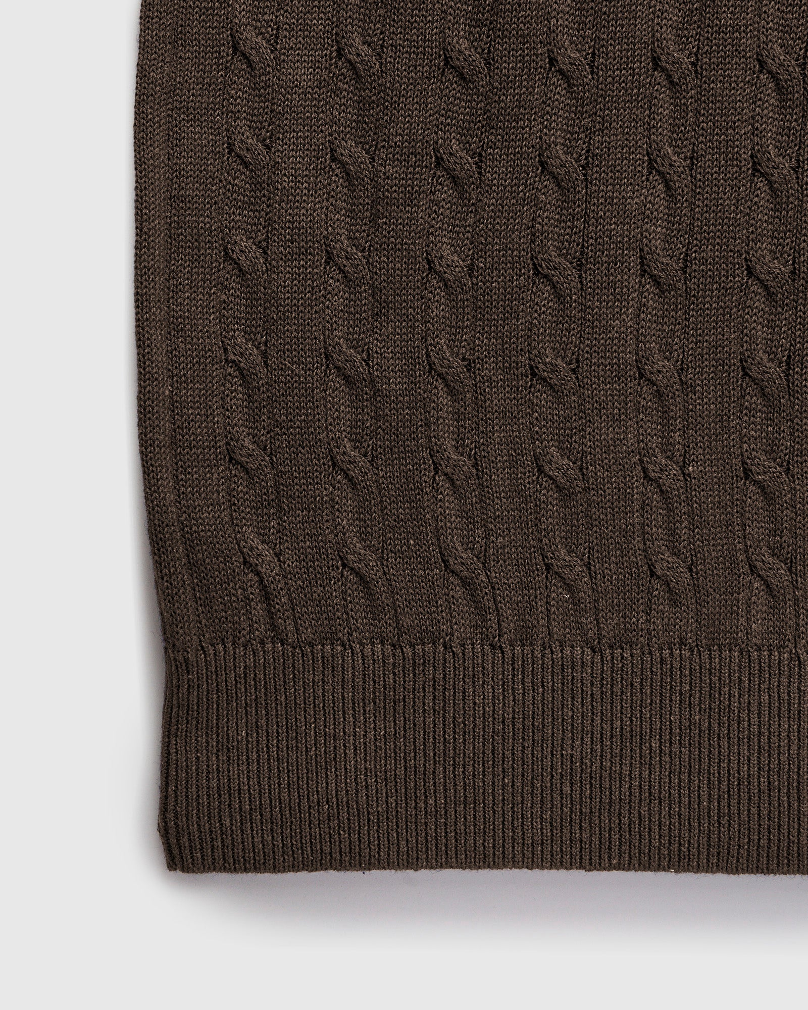 Cable Knit Polo Short Sleeve Sweater in Brown - Image 5