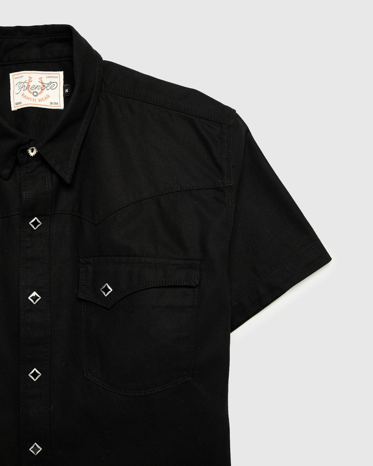 Calico SS Western Shirt in Black Oxford - Image 3