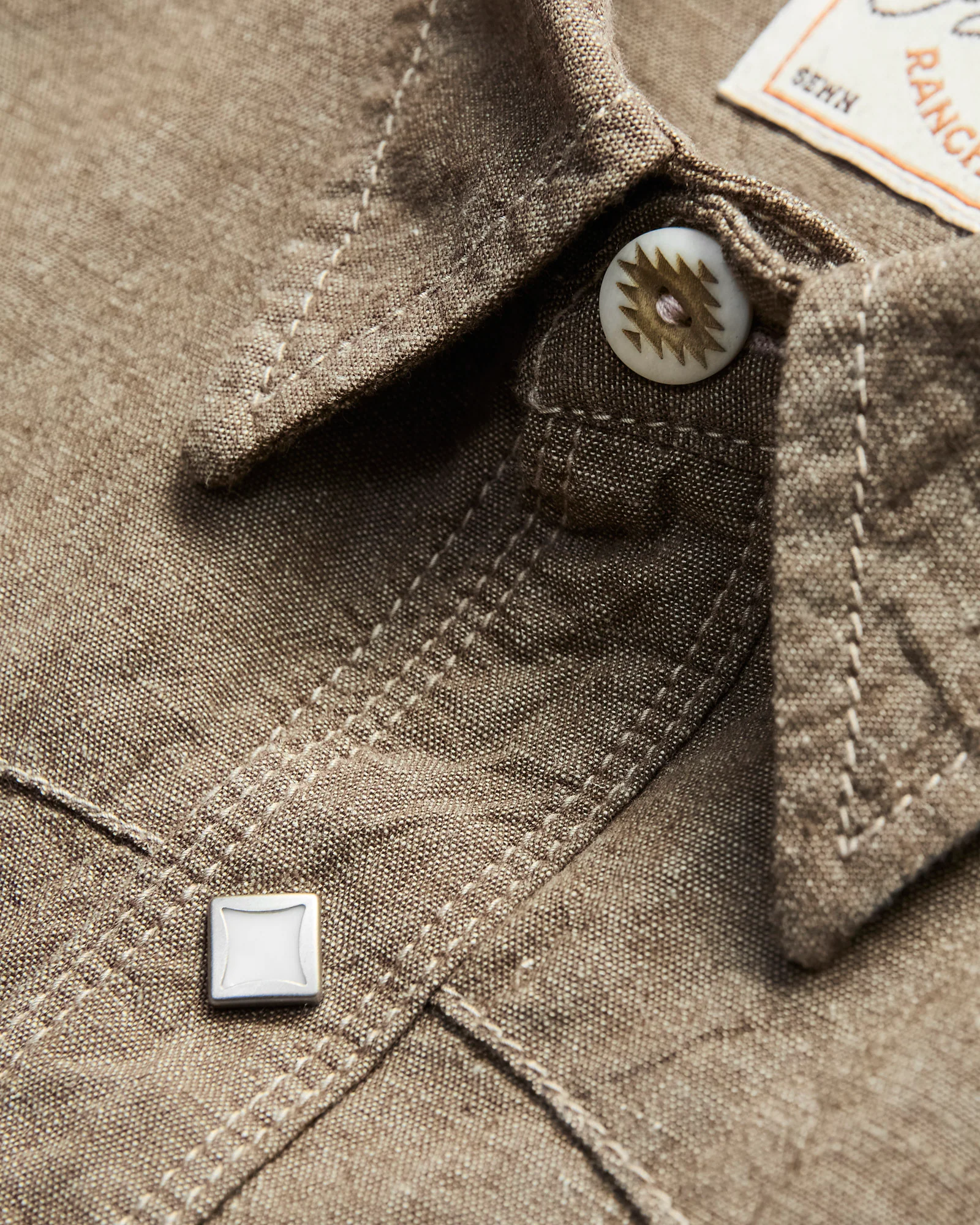 Calico Western Shirt in Dusty Brown - Image 5