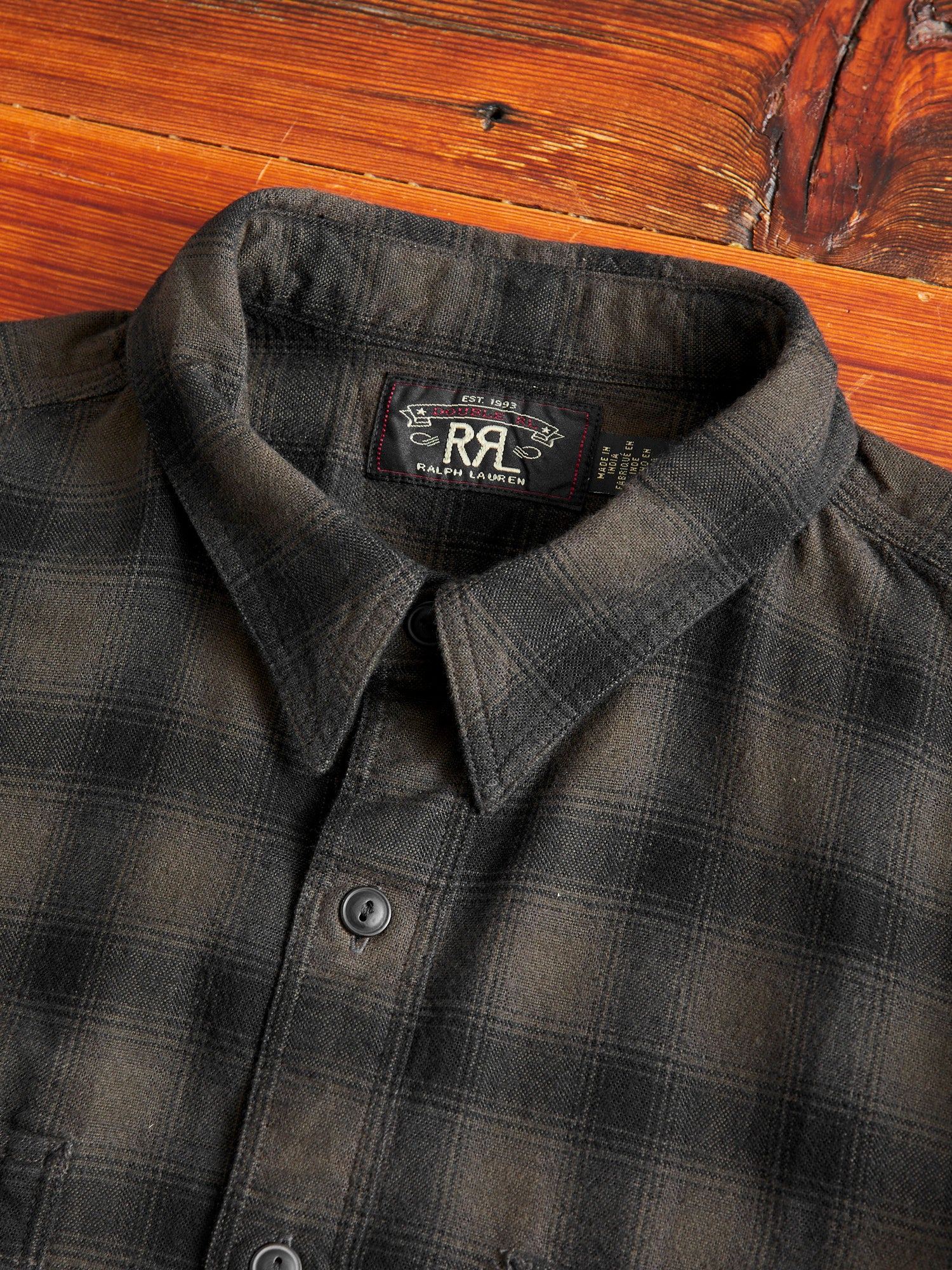 Cameron Canvas Workshirt in Black/Grey - Image 3