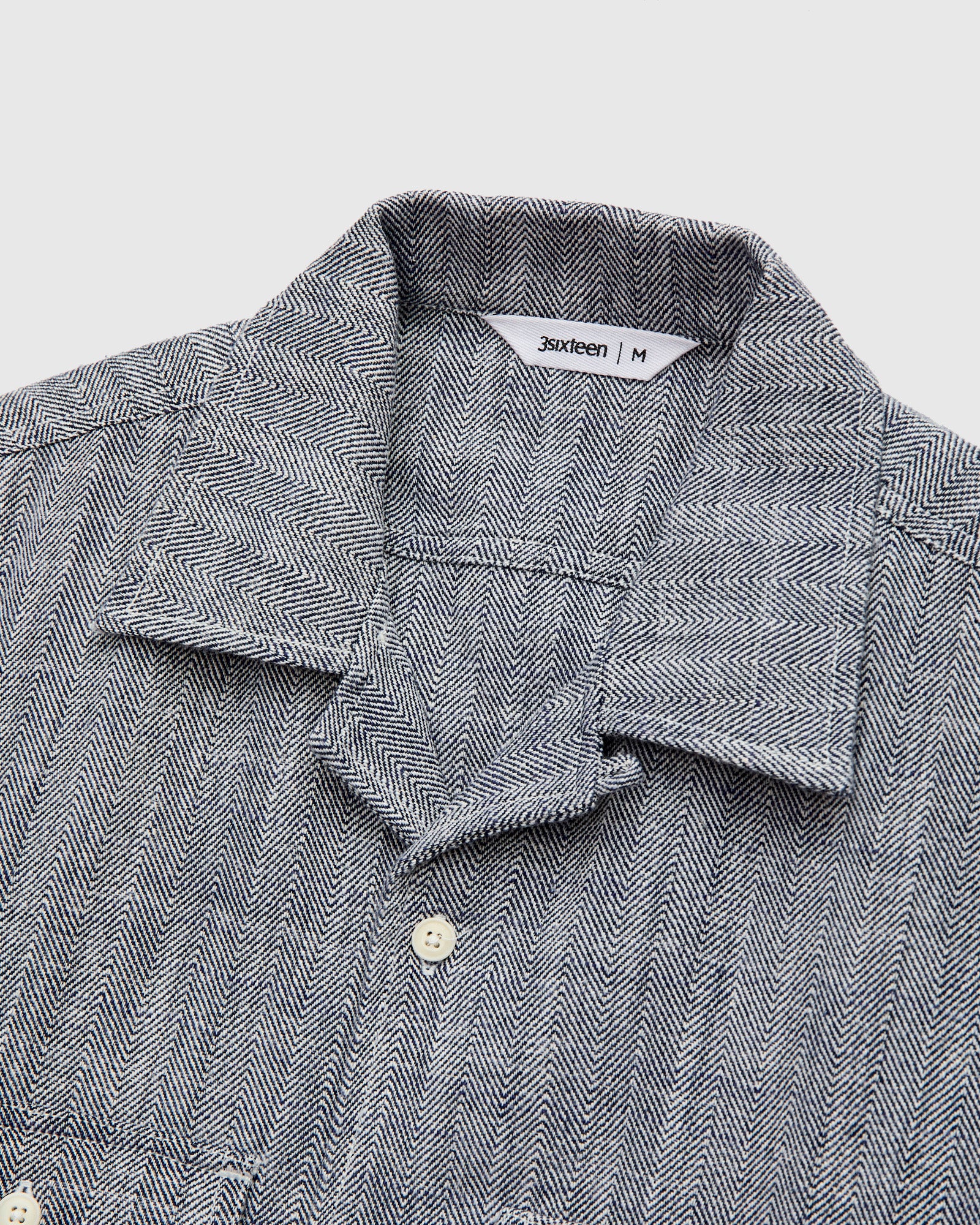 Camp Shirt in Black Linen Herringbone Twill - Image 3