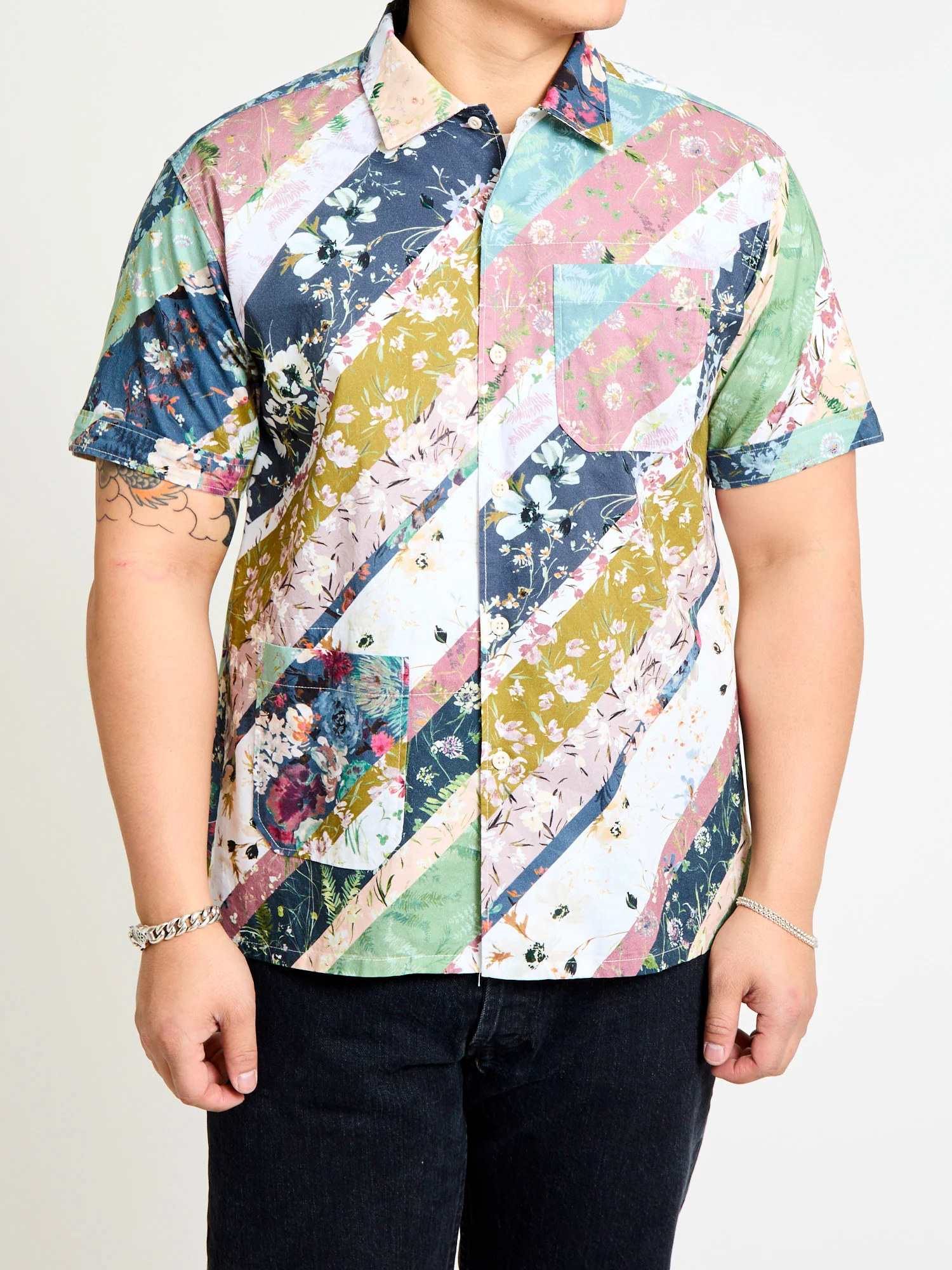 Camp Shirt in Navy Diagonal Print - Image 2