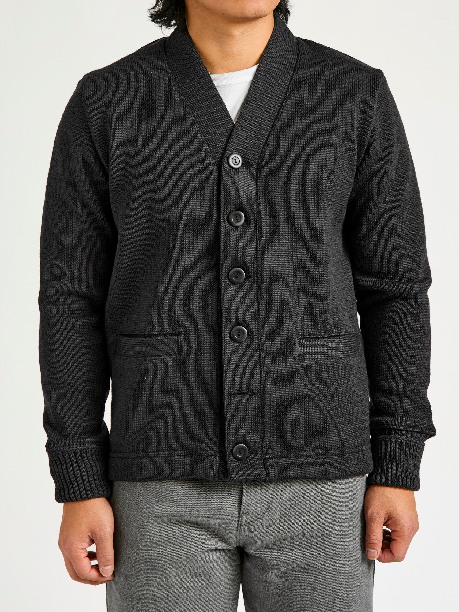 Classic Cardigan in Dark Charcoal - Image 2