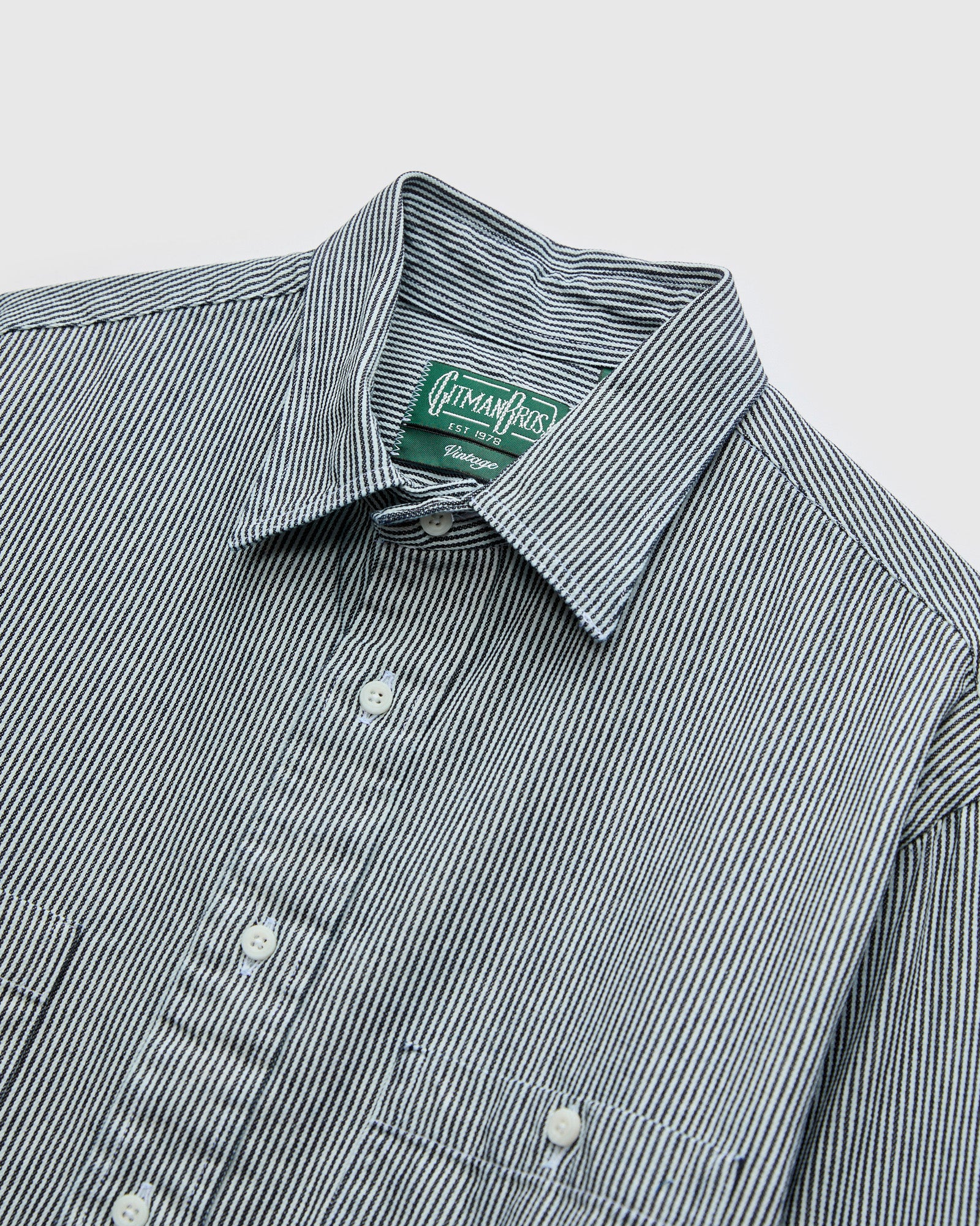 Hickory Stripe Denim Workshirt in Blue Stripe - Image 3