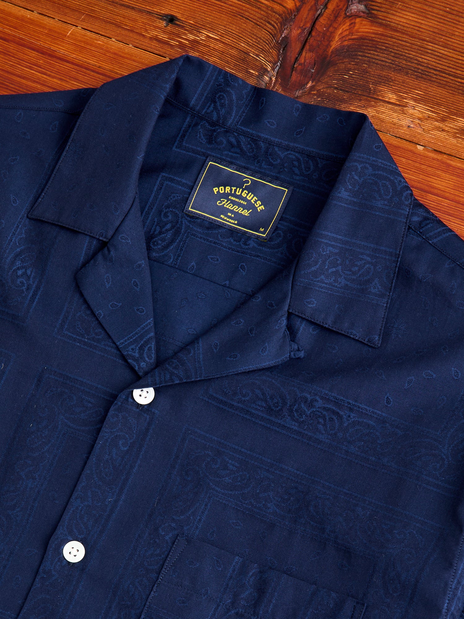 Classic Paisley Button-Up Shirt in Navy - Image 3