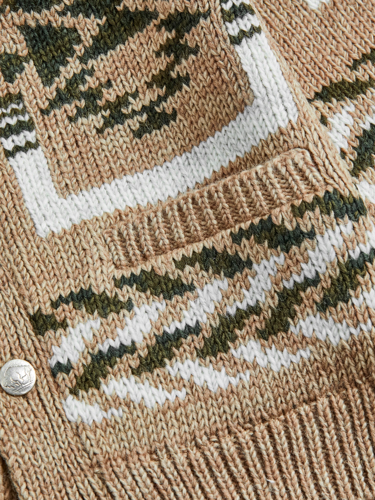 Cowichan Handknit Cardigan Sweater in Beige - Image 4