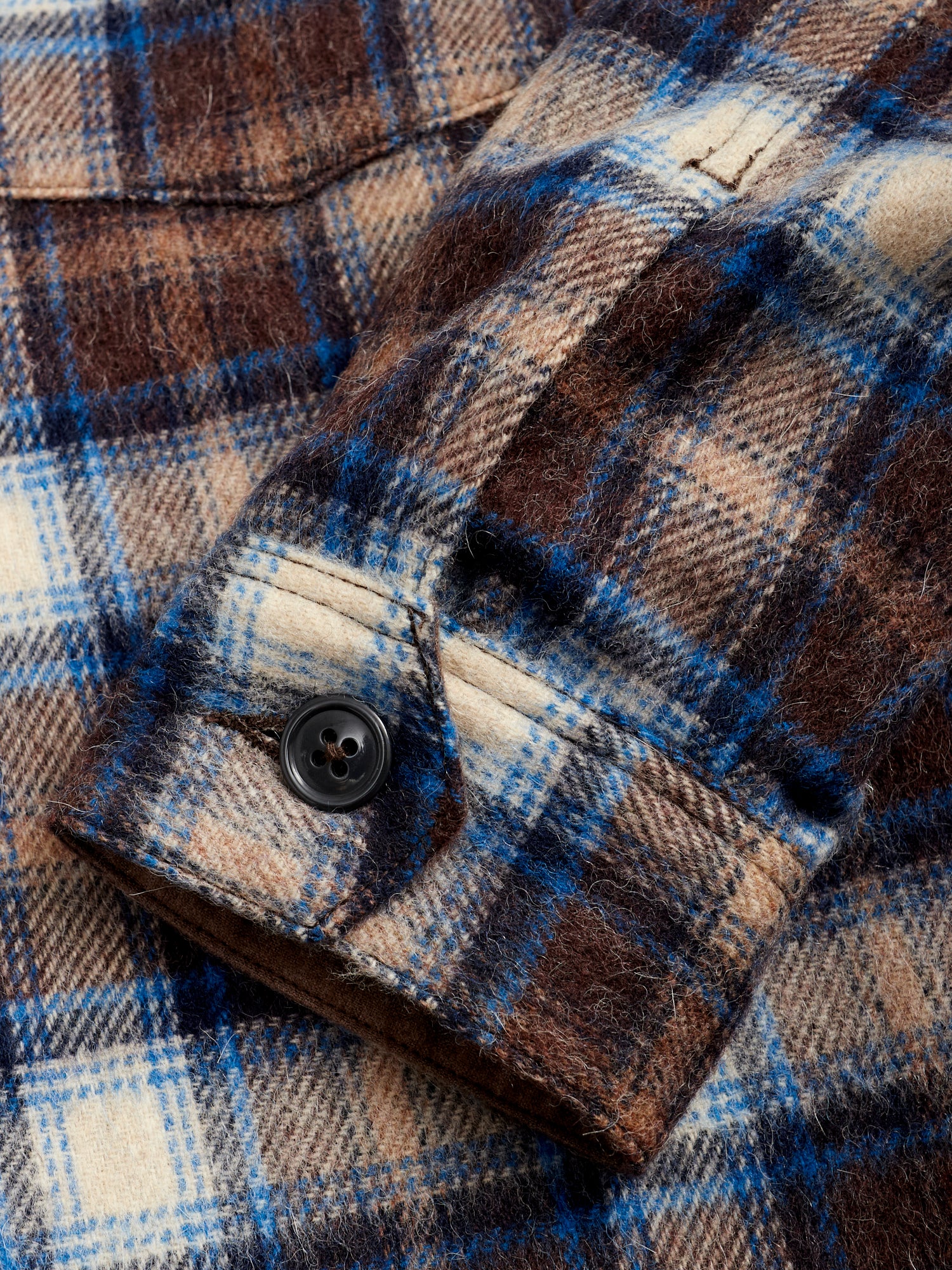 Wool CPO Shirt Jacket in Brown Plaid - Image 7