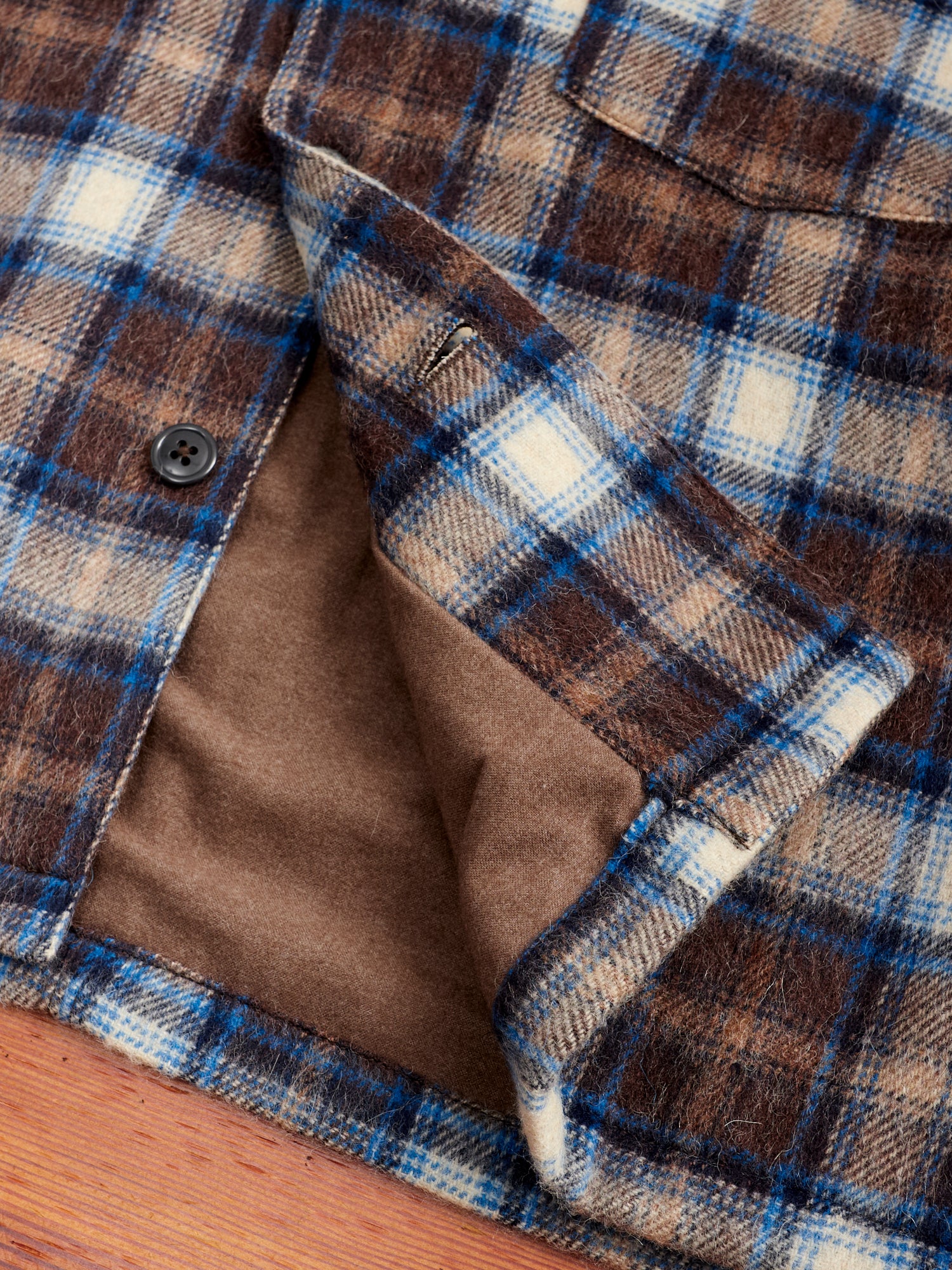 Wool CPO Shirt Jacket in Brown Plaid - Image 8