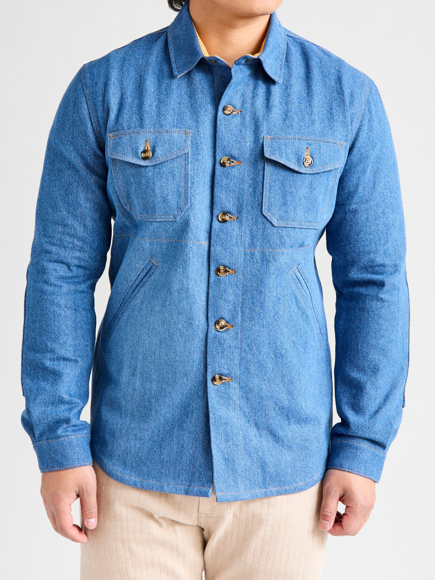 Crissman Denim Overshirt in Sky Blue - Image 2