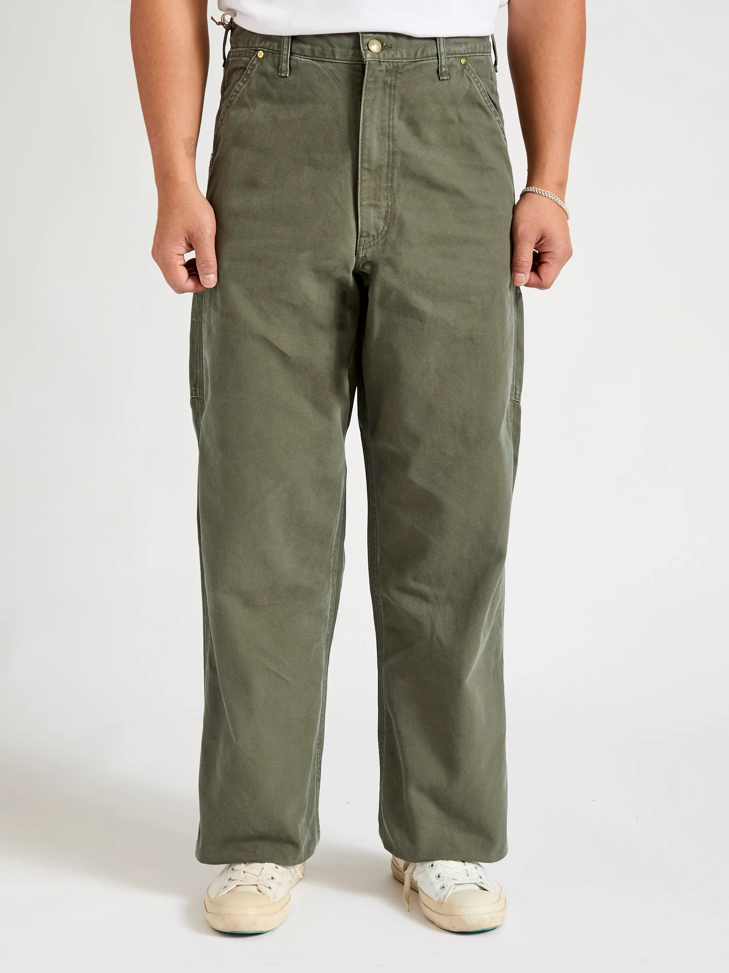 Dad's Fit Painter Pants in Army Green - Image 2