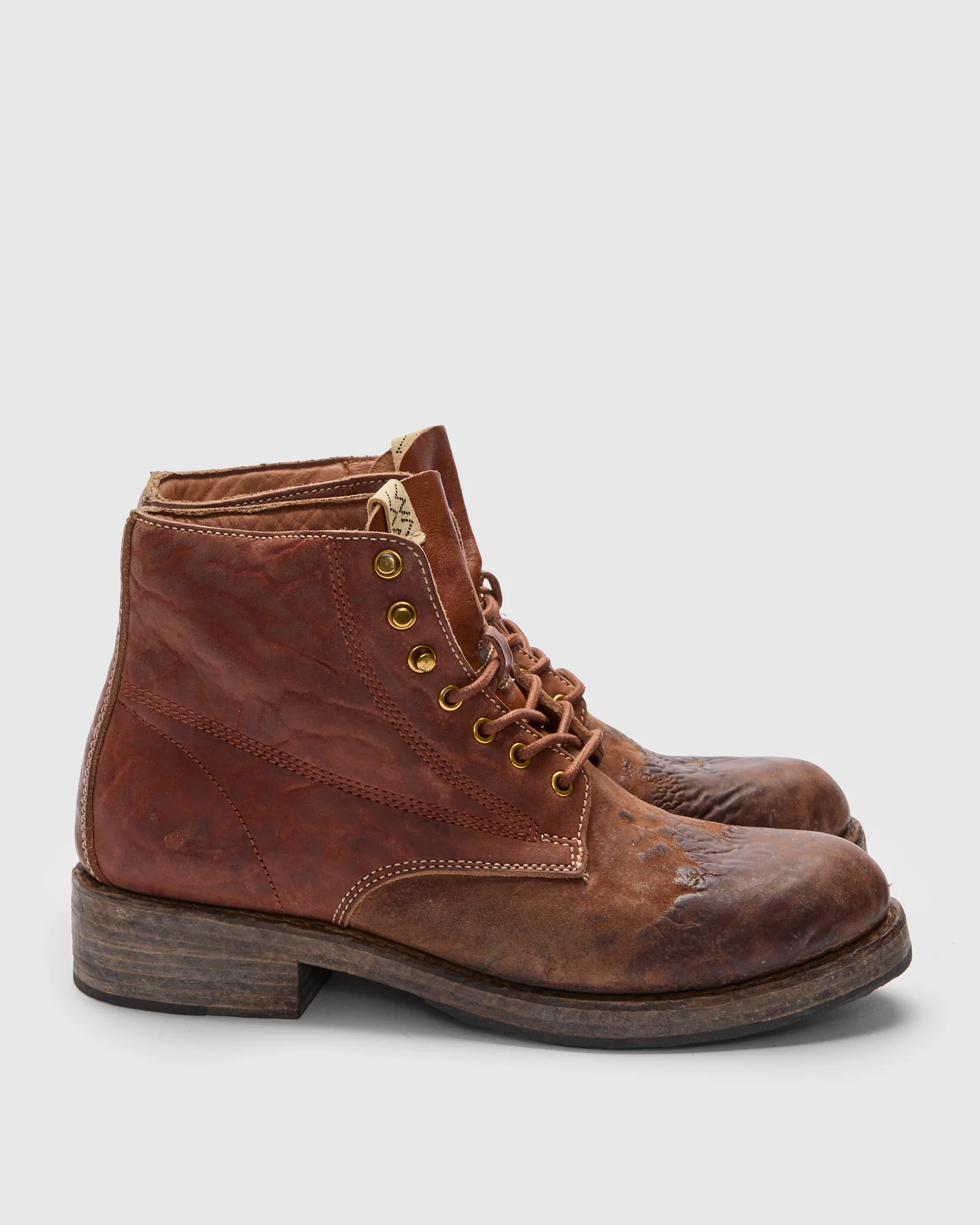 Damaged Virgil Boots-Folk in Brown Horsehide - Image 3