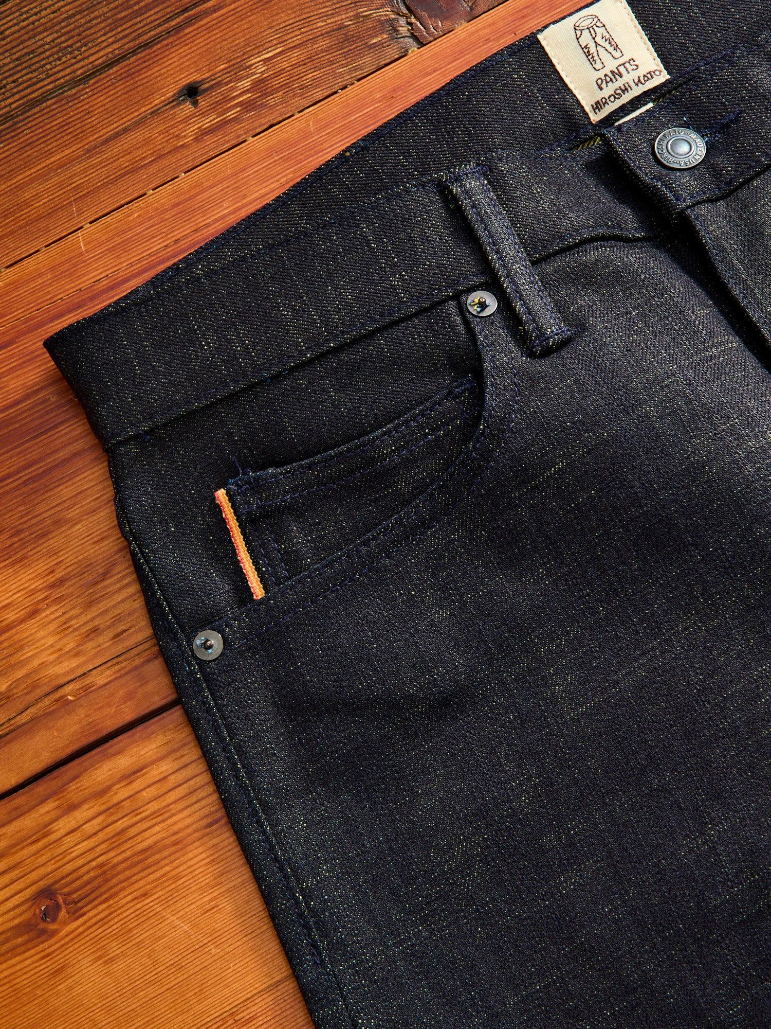 "Etched" 13oz Green Weft Stretch Selvedge Denim - Pen Slim - Image 7