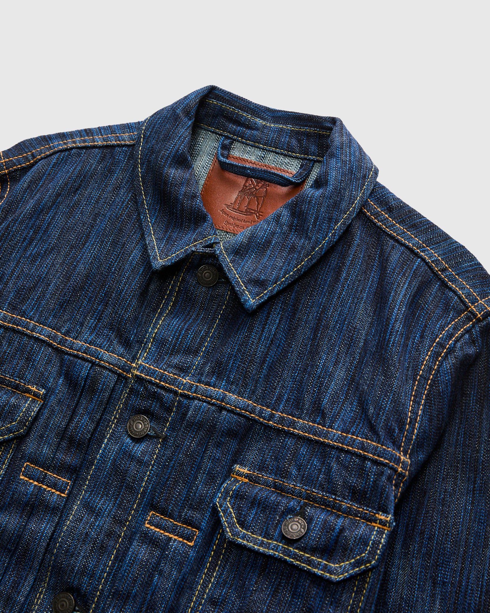 "Dark Waterfall" 14.5oz Type-2 Denim Jacket in Indigo - Image 5