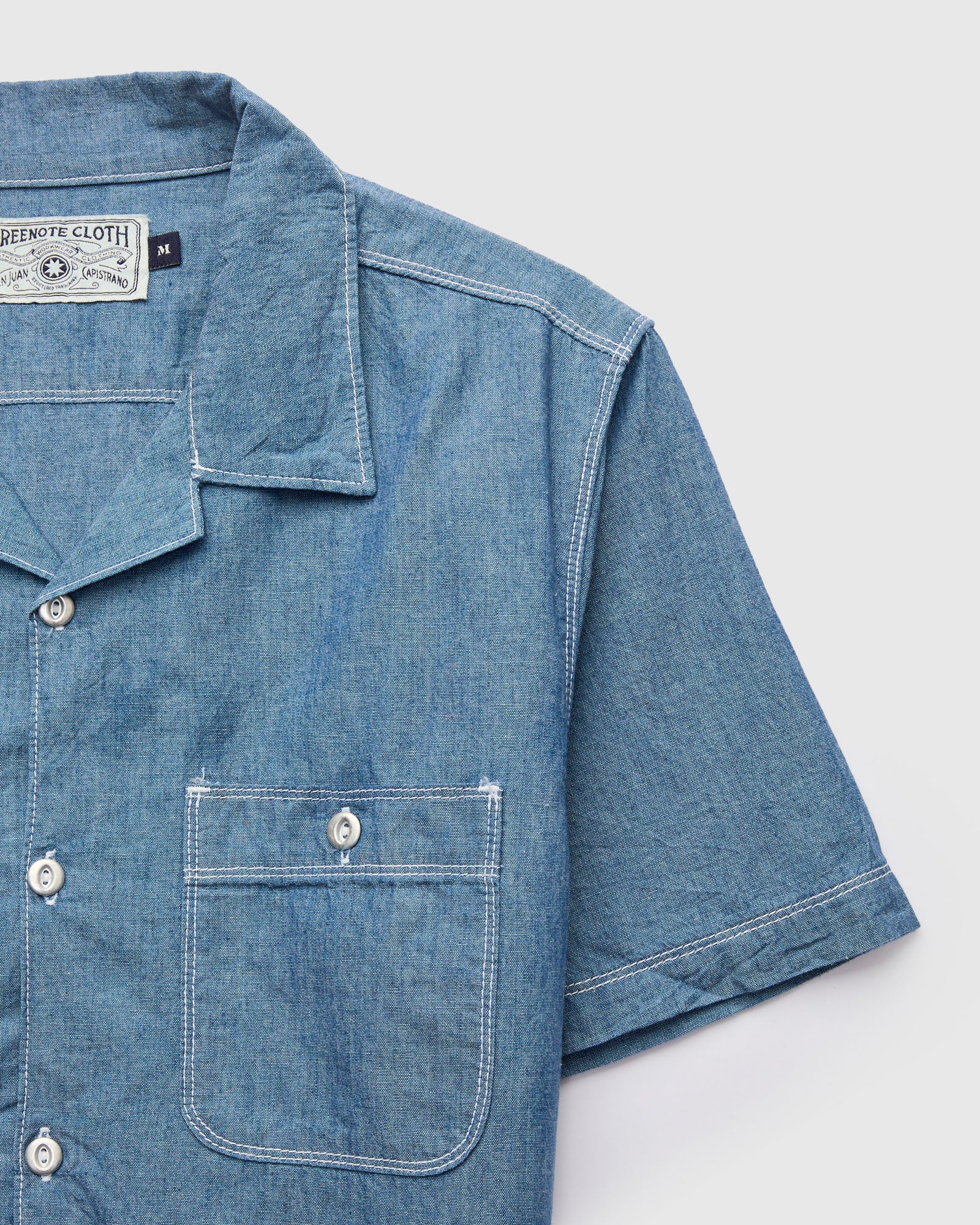 Dayton Short Sleeve Workshirt in Indigo Chambray - Image 3
