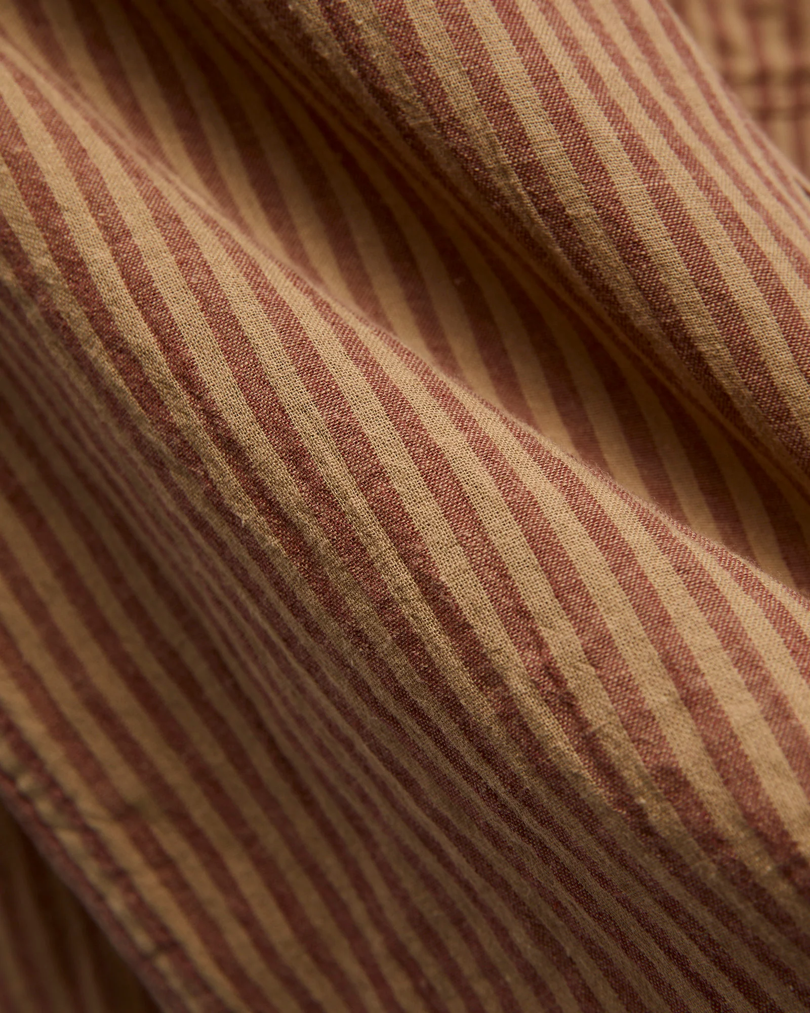 Dayton Short Sleeve Workshirt in Terracotta Stripe - Image 2