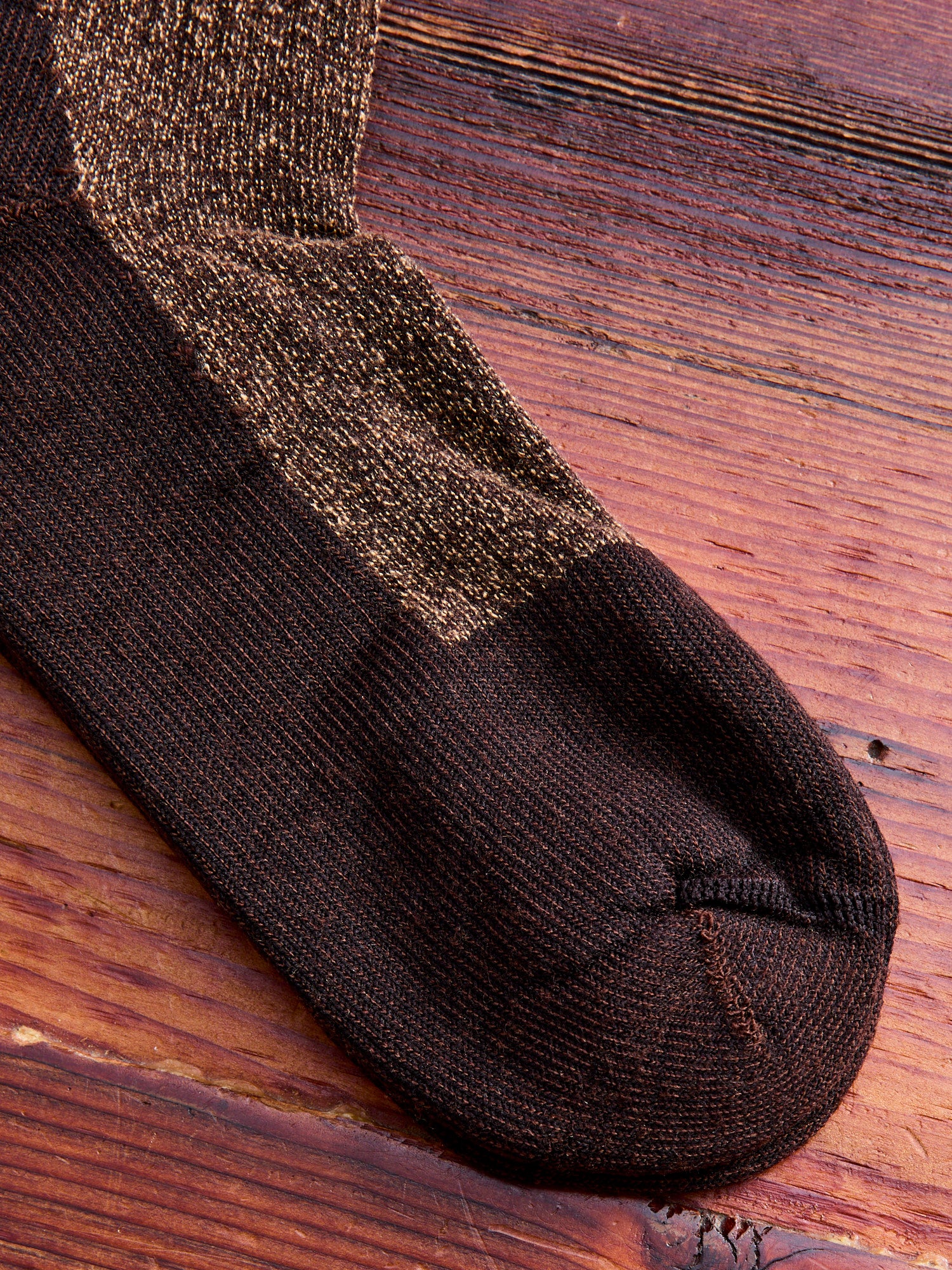 Deep Toe Capped Wool Sock in Brown - Image 3