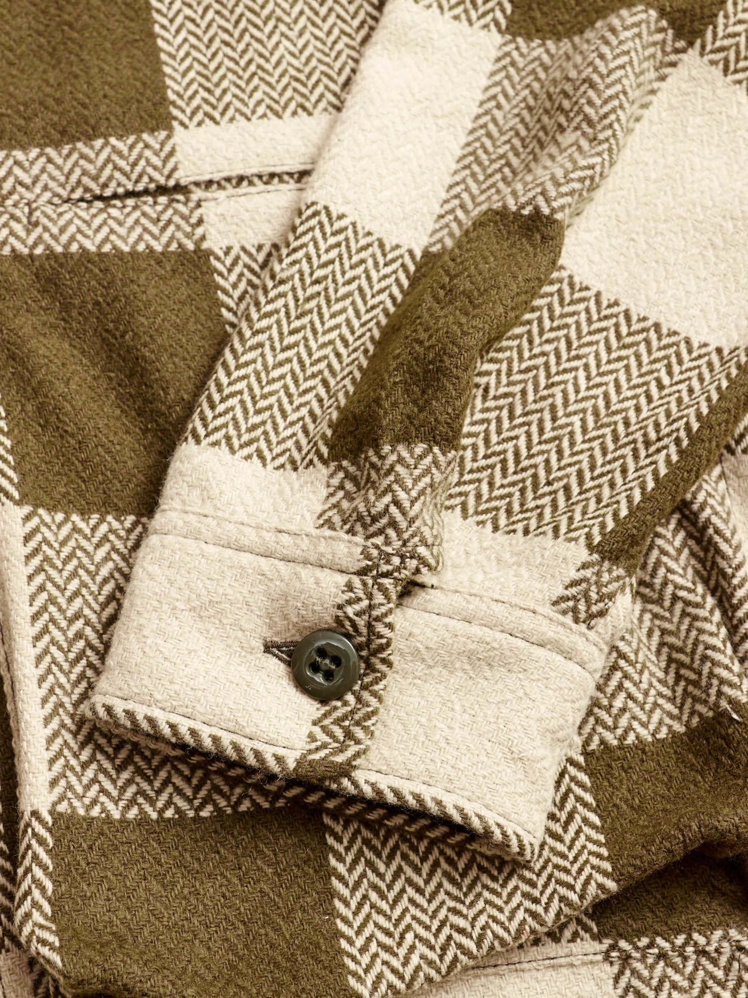 Digs Crew Half Shirt in Olive Herringbone Check - Image 8