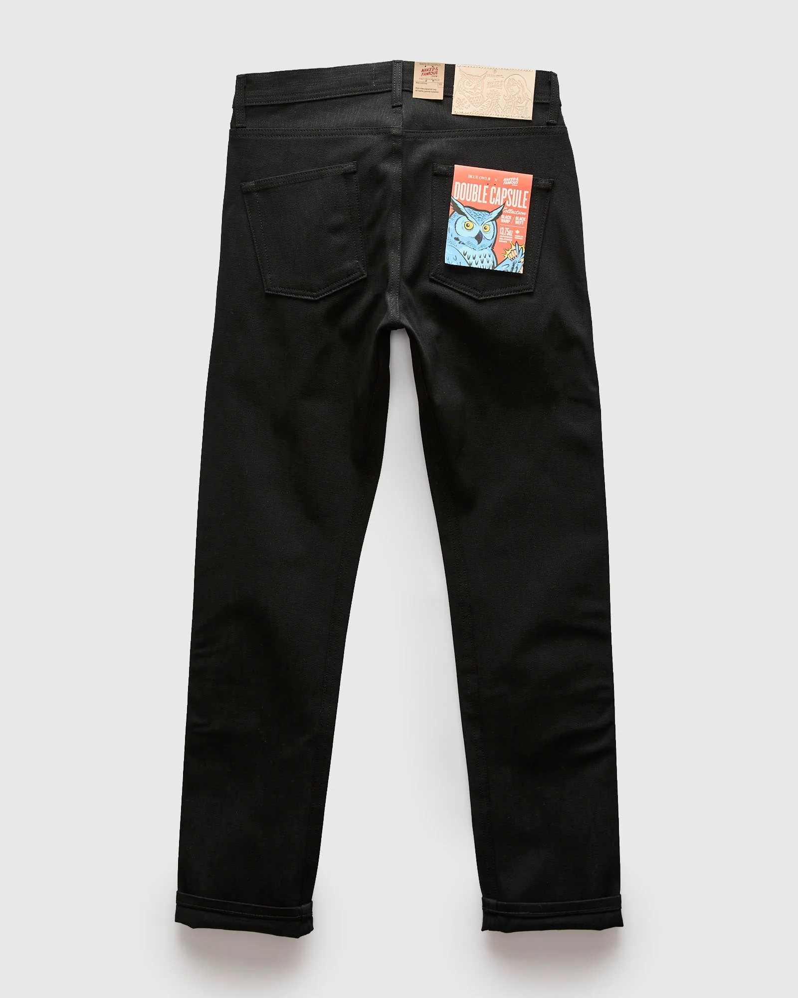 "Double Capsule Collection" 13.75oz Double Black Slub Selvedge Denim - Weird Guy Fit - Image 3