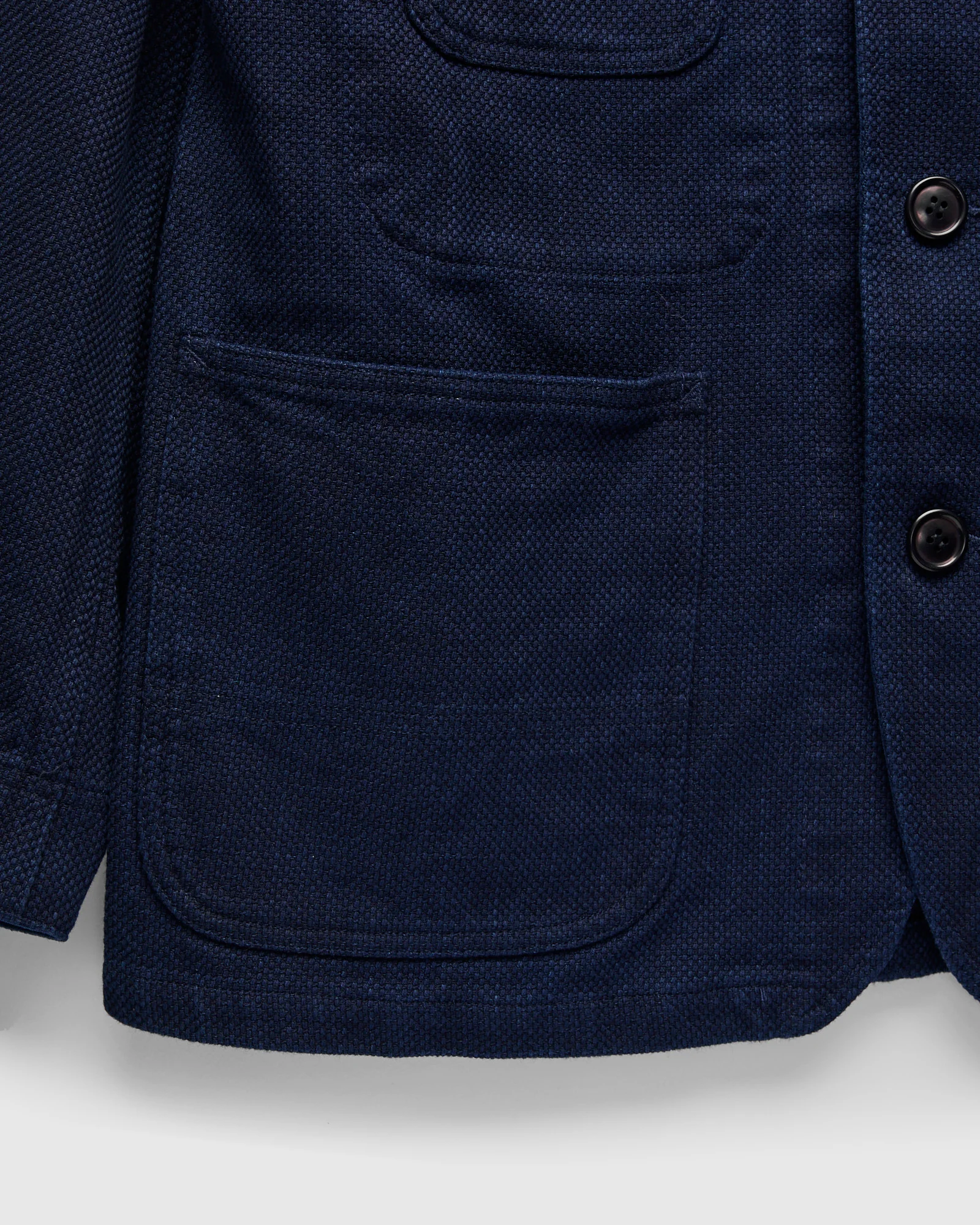 Double Cloth Sashiko Coverall Jacket in Pure Indigo - Image 6