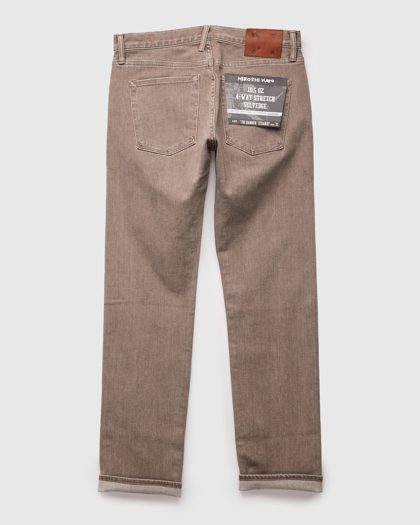 "Dusty Brown" 10.5oz Washed Stretch Selvedge Denim - Hammer Straight - Image 2