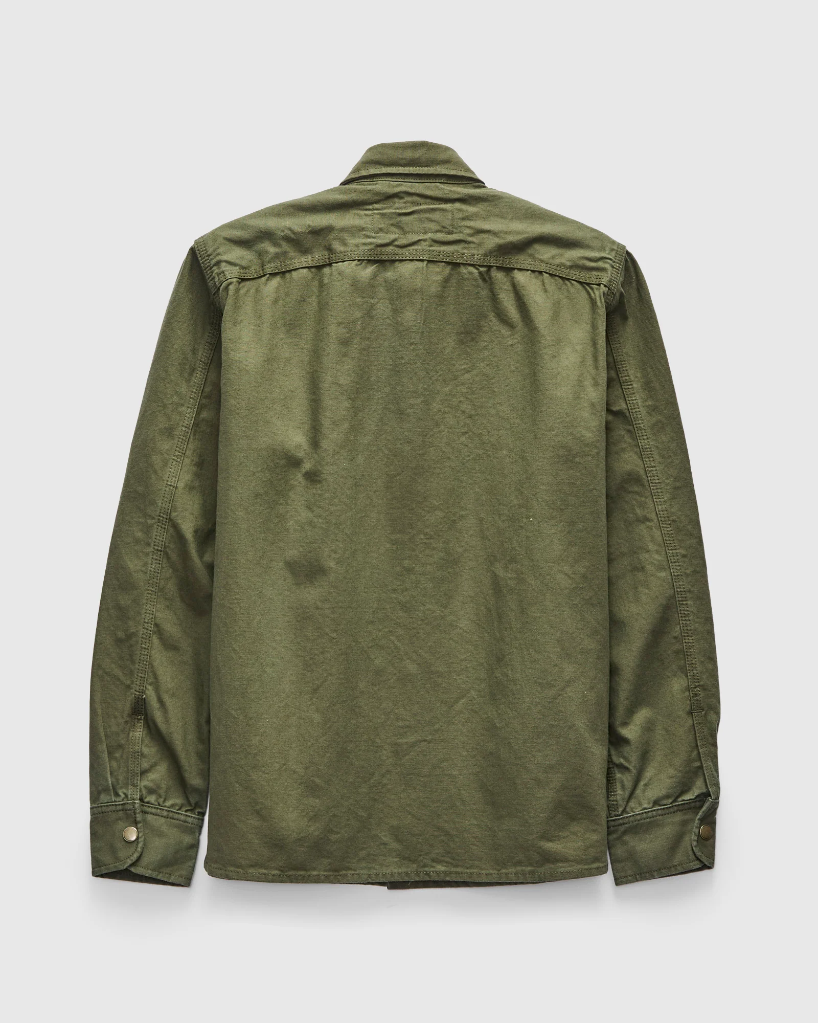 Dyed Canvas Work Shirt in Olive - Image 2
