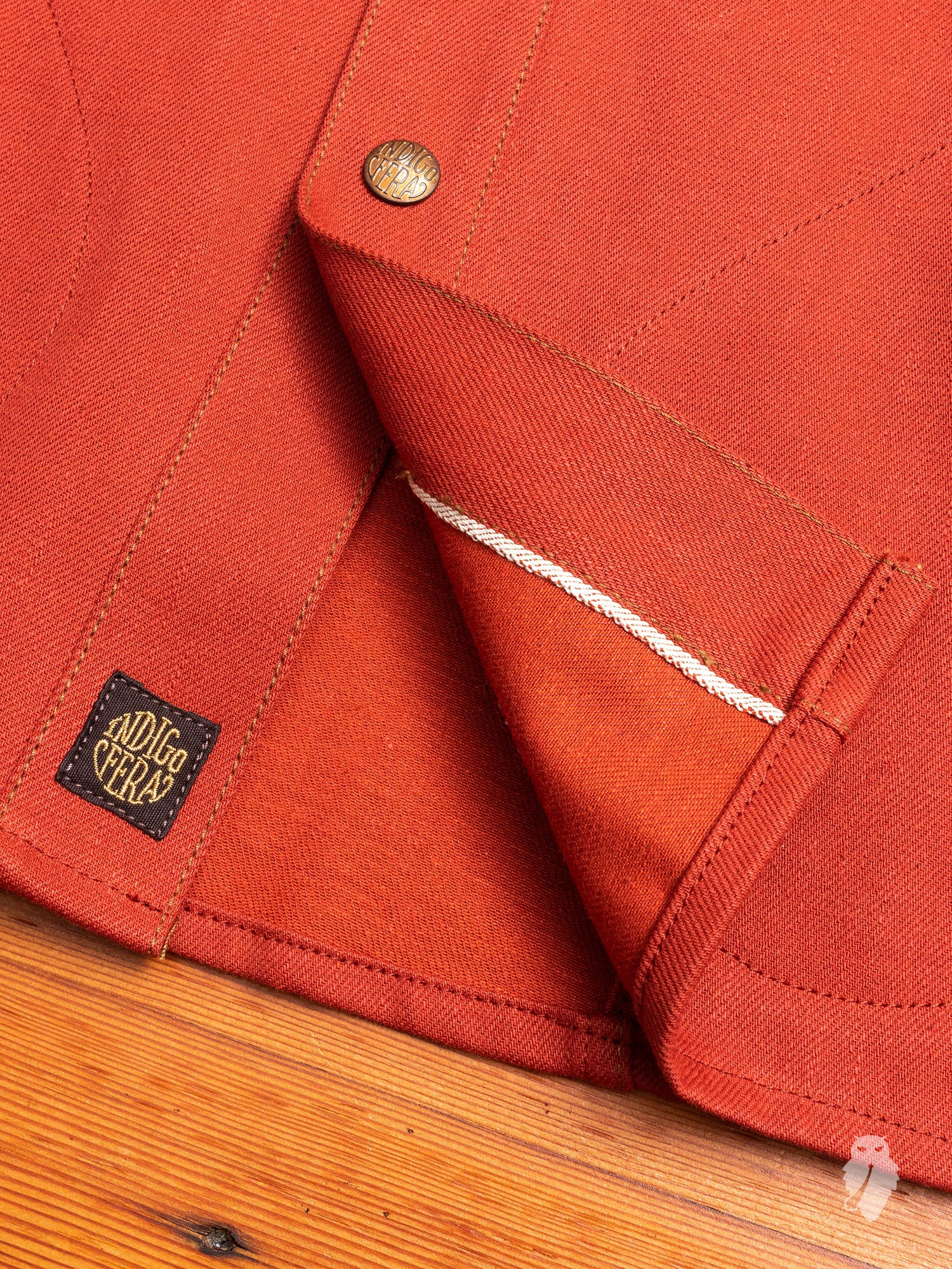 Eagle Rising Jacket in 13oz Brick Red Selvedge Denim - Image 8