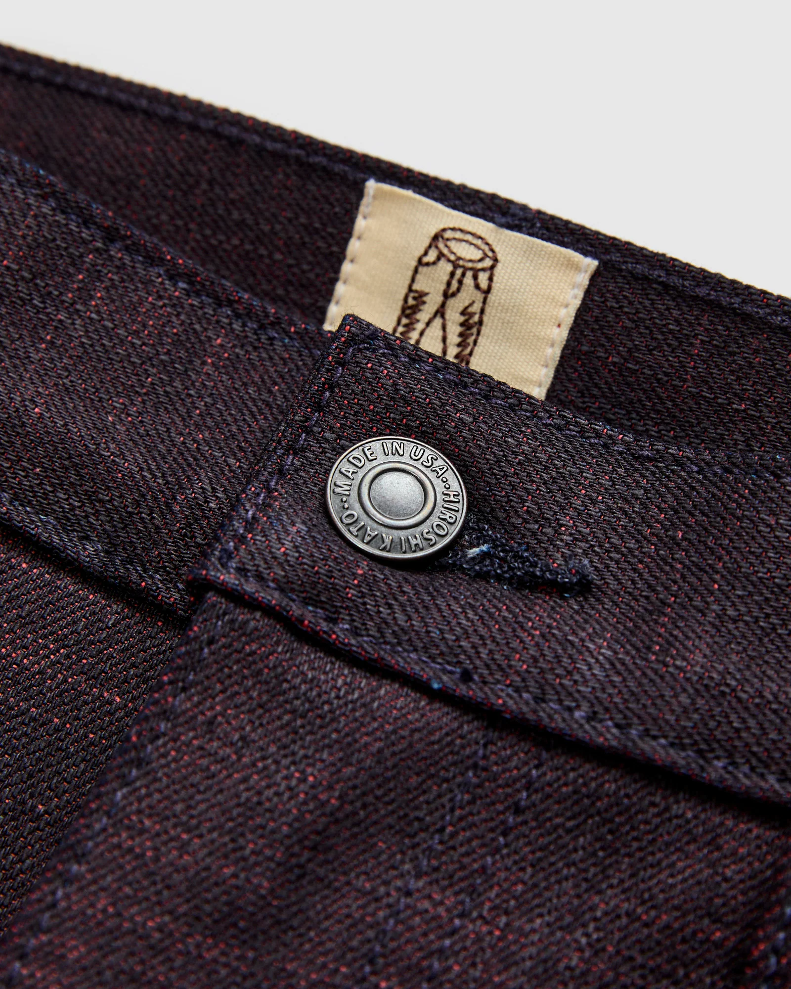 "Etched" 13oz Bordeaux Weft Stretch Selvedge Denim - Hammer Straight - Image 6