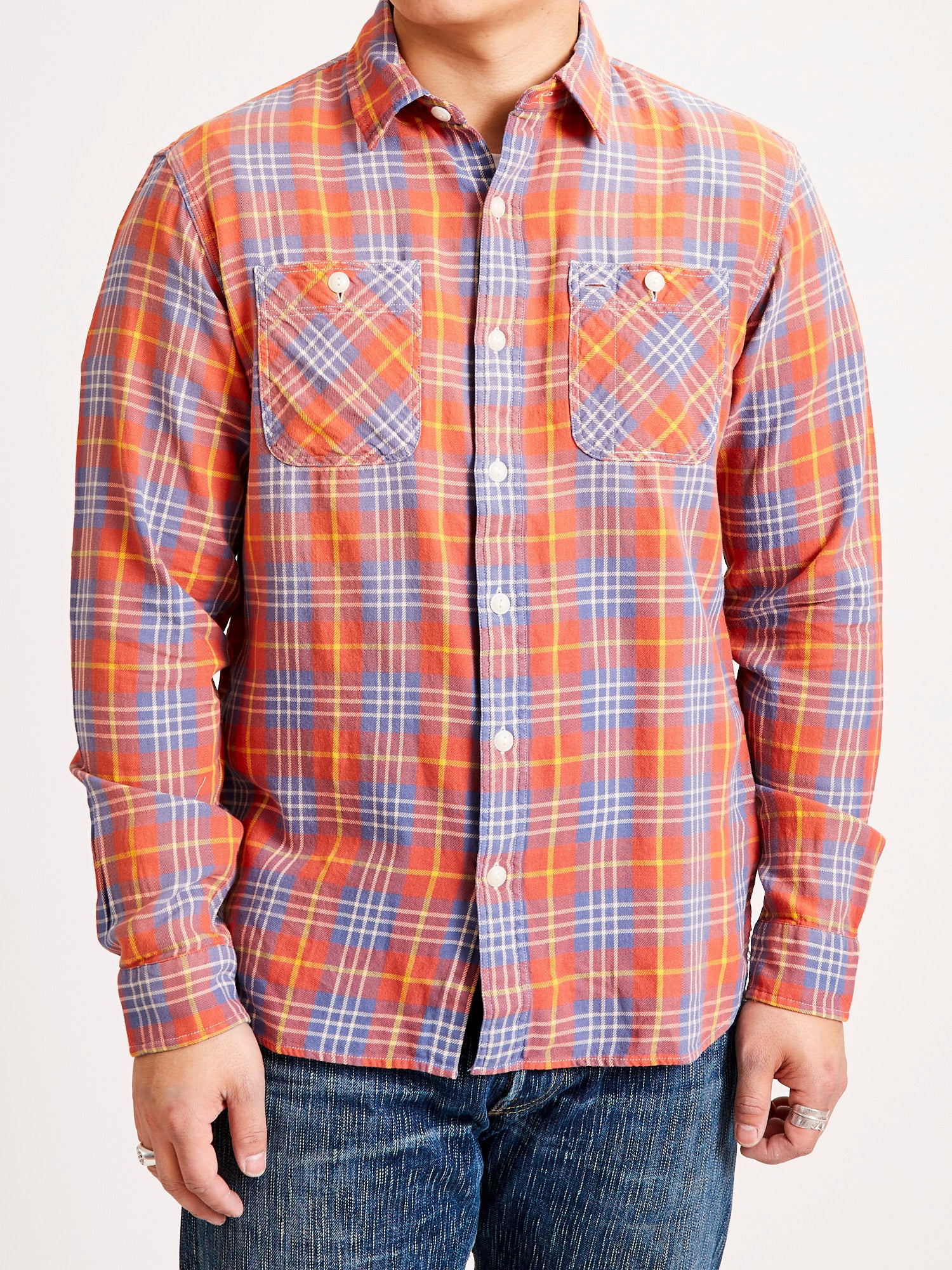 Farrell Work Shirt in Red/Blue - Image 2