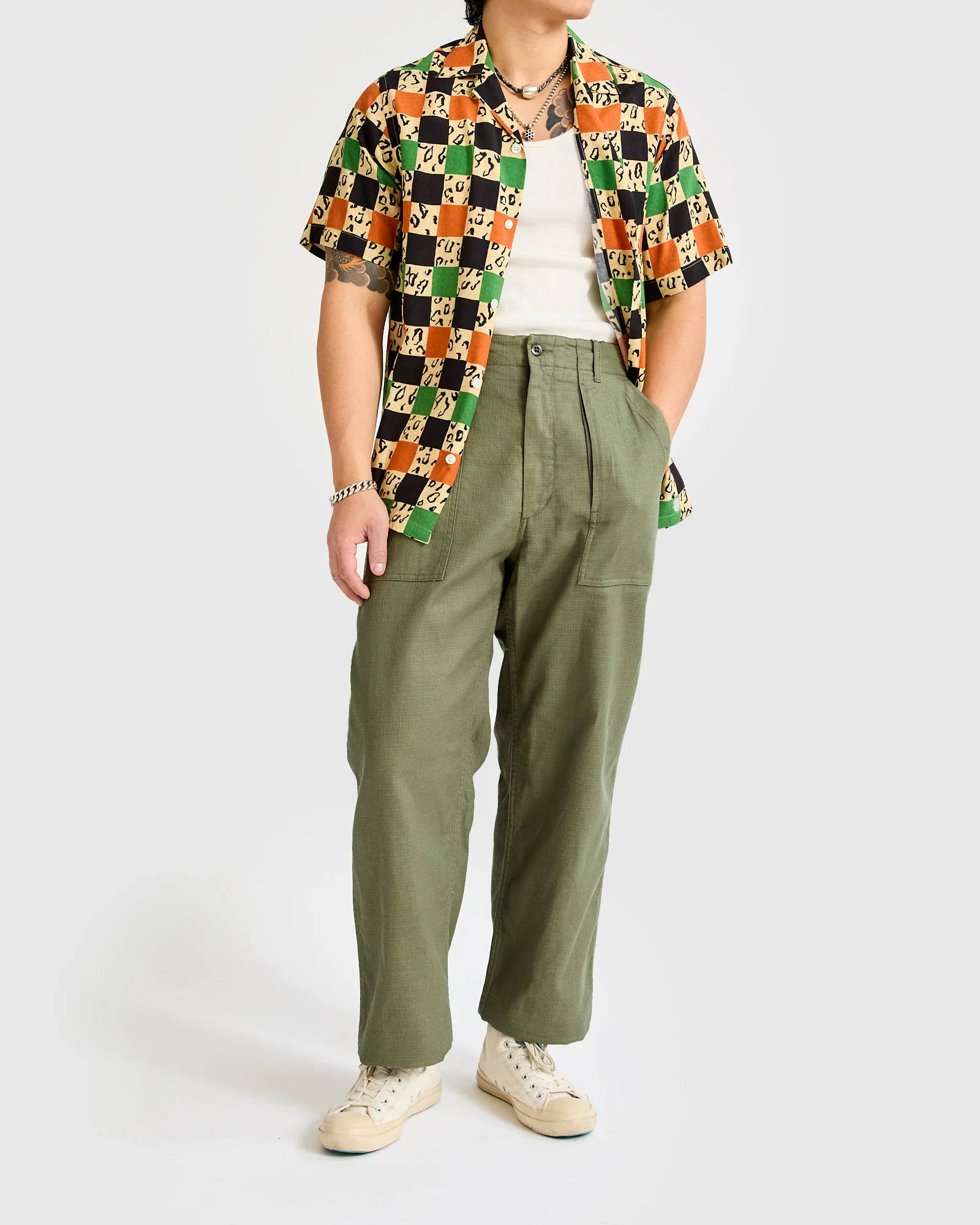 Fatigue Pants in Olive Cotton Linen Java Cloth - Image 10
