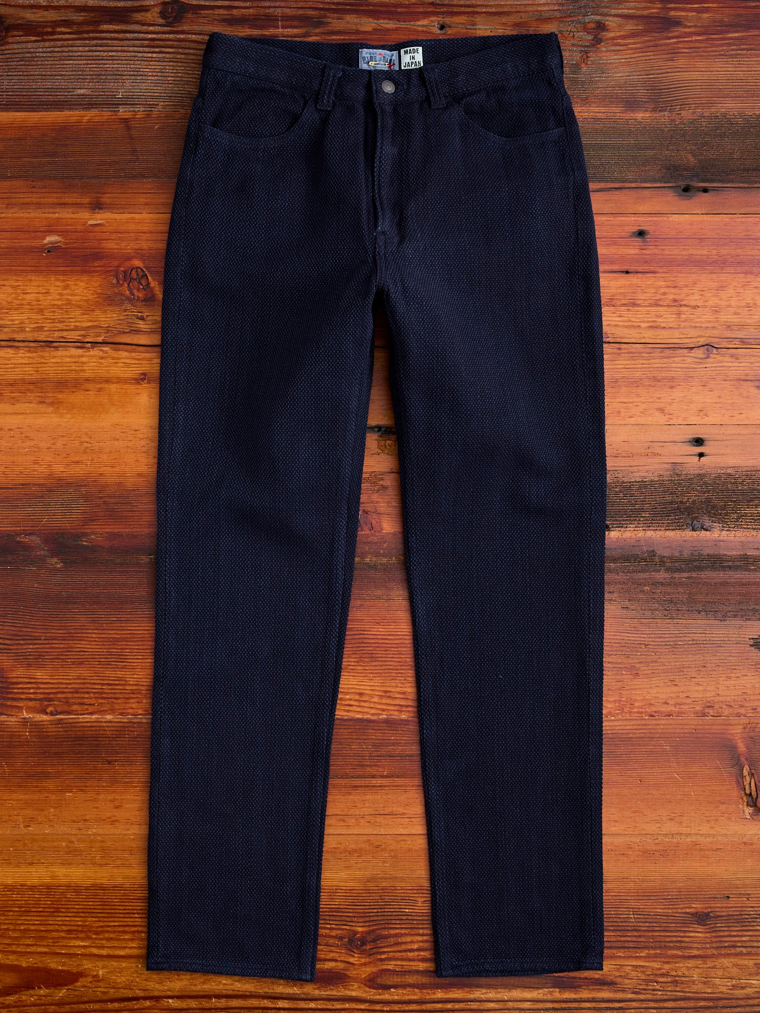 Fine Sashiko Hand Dyed 5-Pocket Pants in Indigo