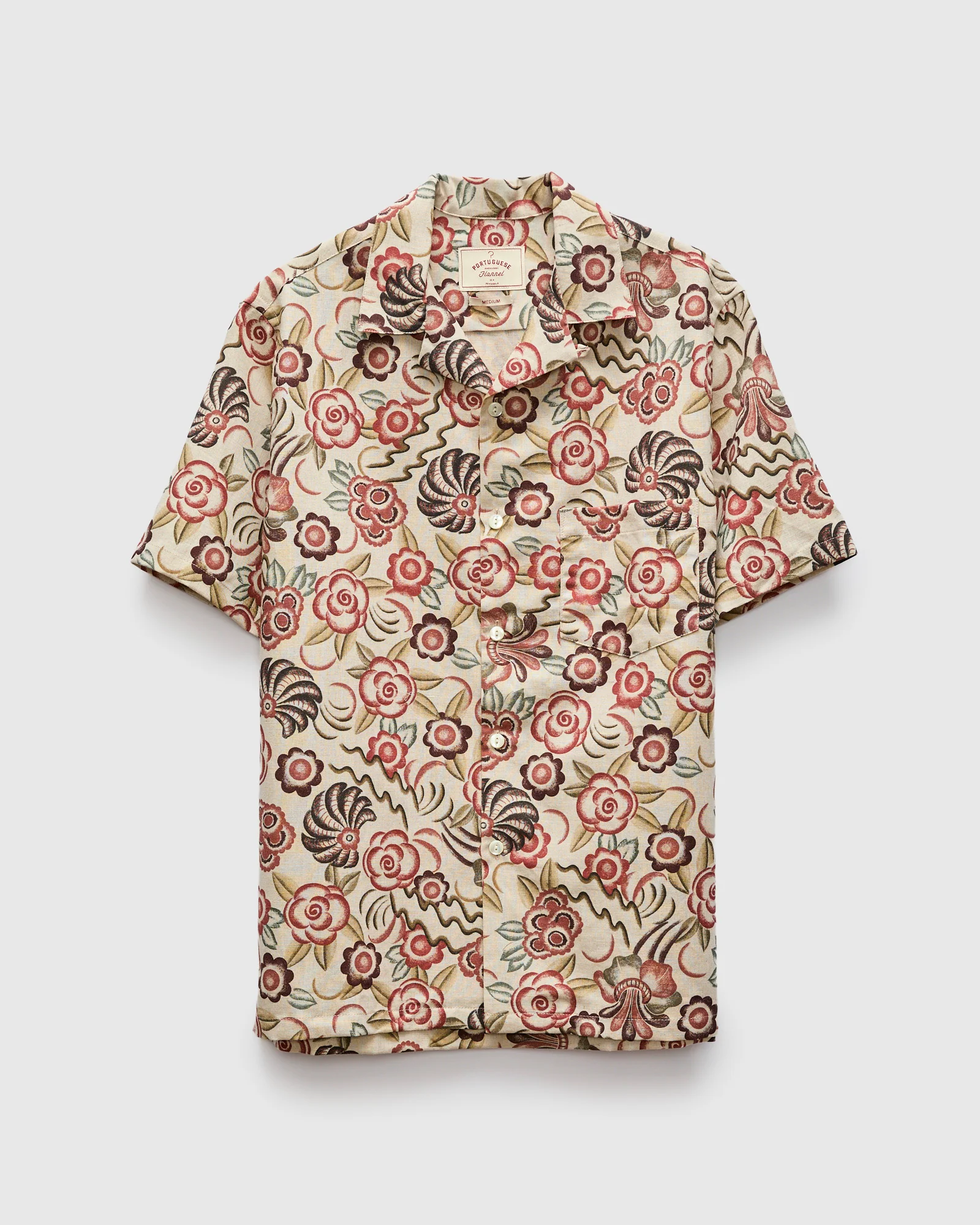 Flowers Painting Shirt in Ecru Scarlet