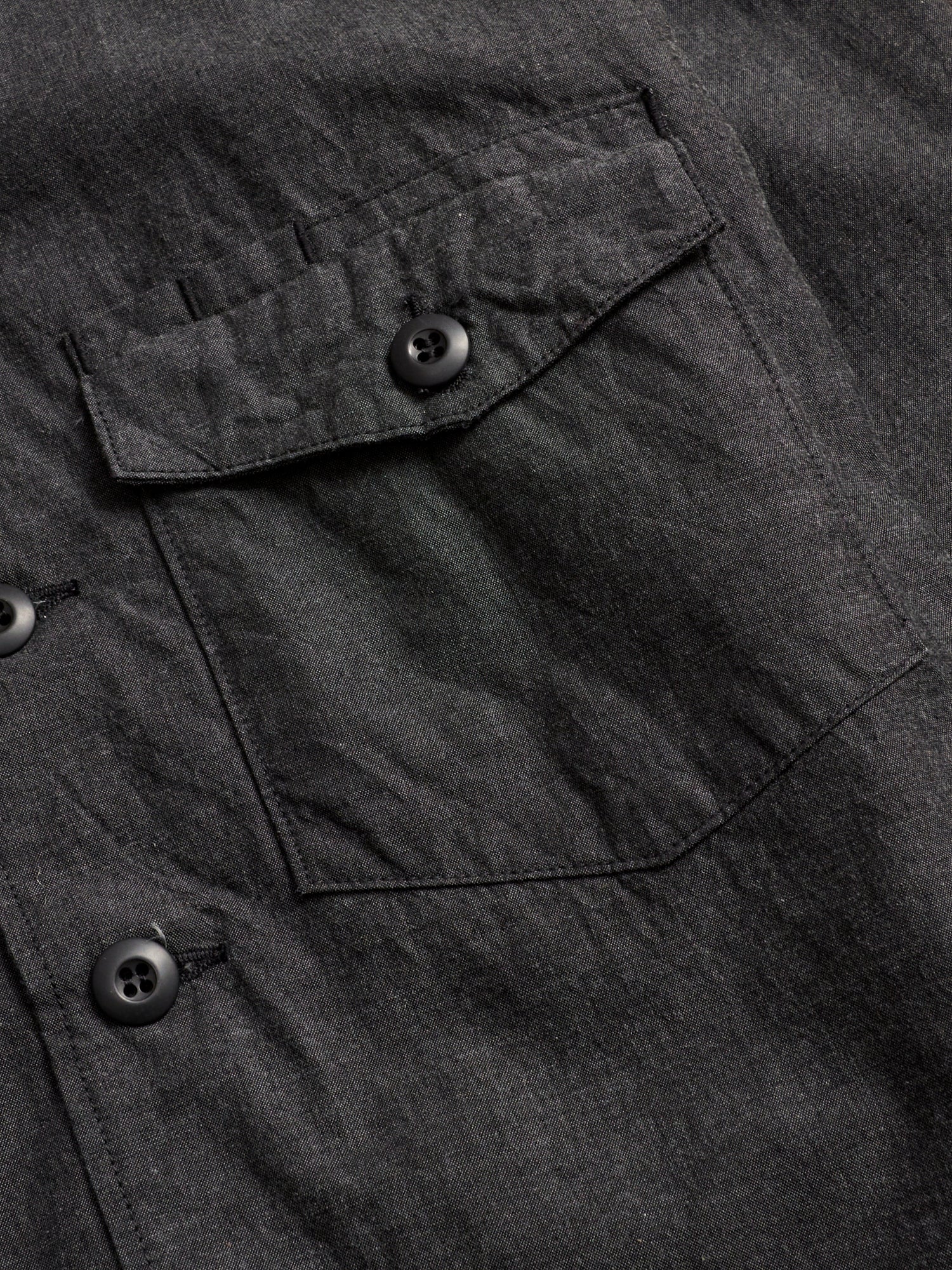 Gardener Half Overshirt in Black Chambray - Image 4