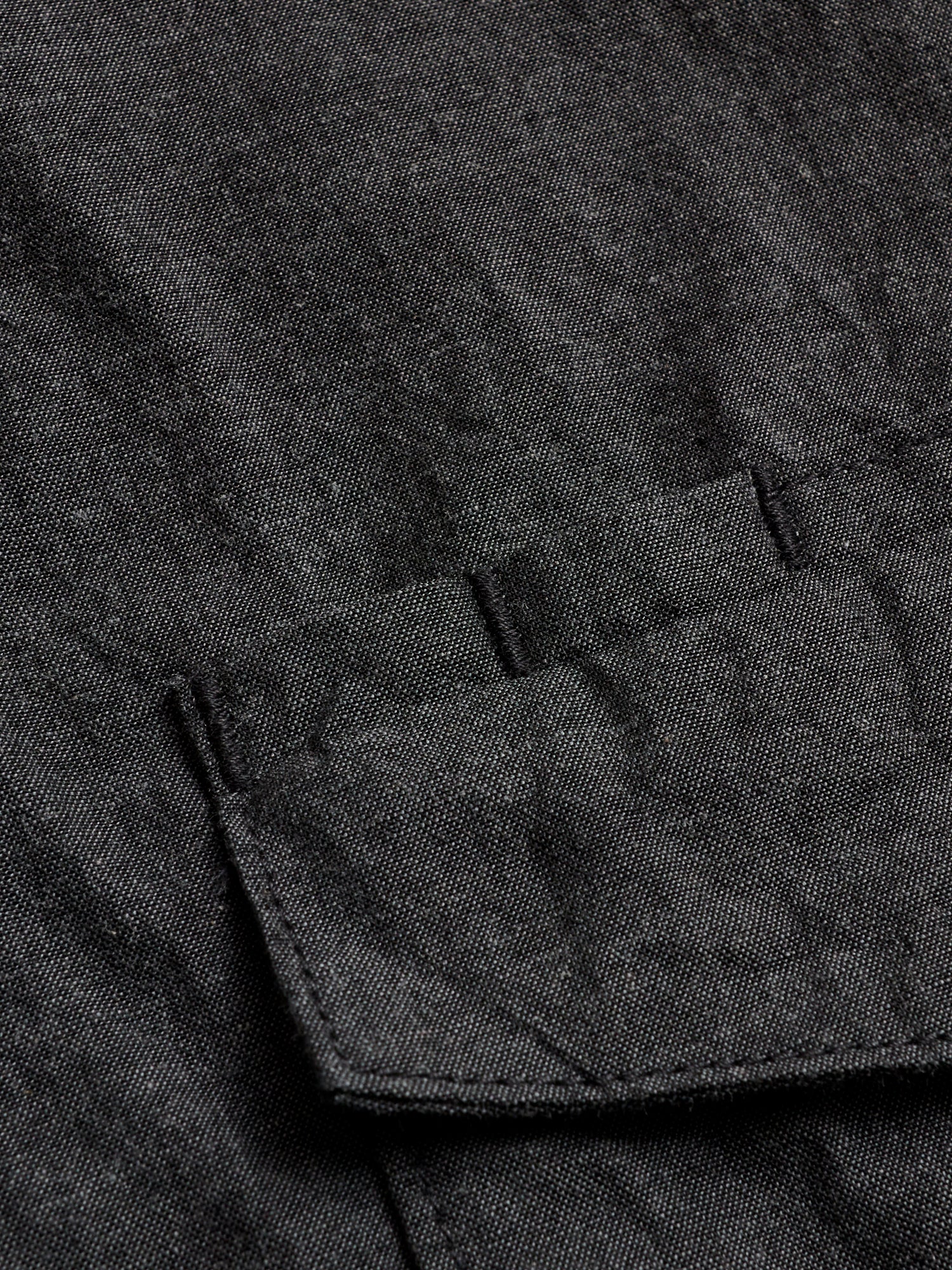 Gardener Half Overshirt in Black Chambray - Image 5
