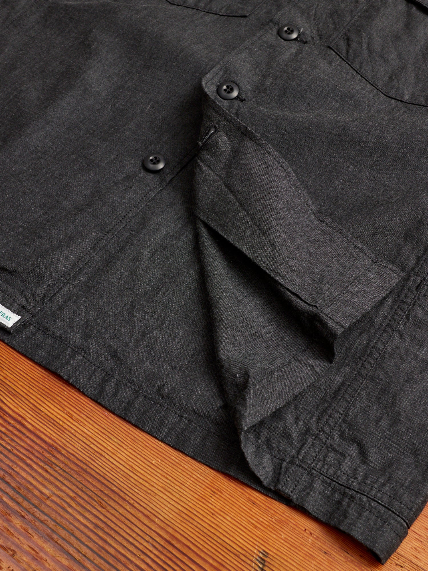 Gardener Half Overshirt in Black Chambray - Image 8