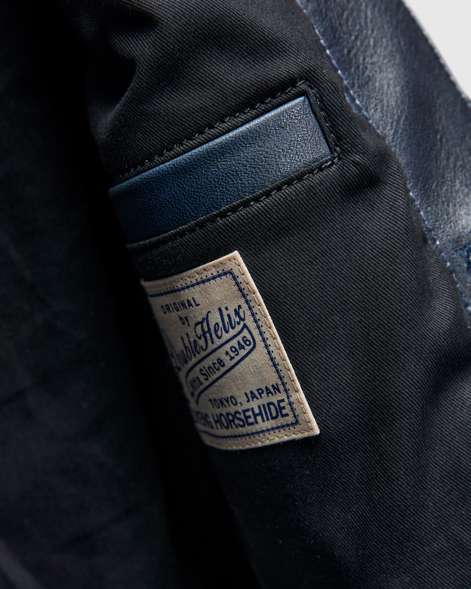 "Gold Digger" Horsehide Leather Jacket in Indigo - Image 8