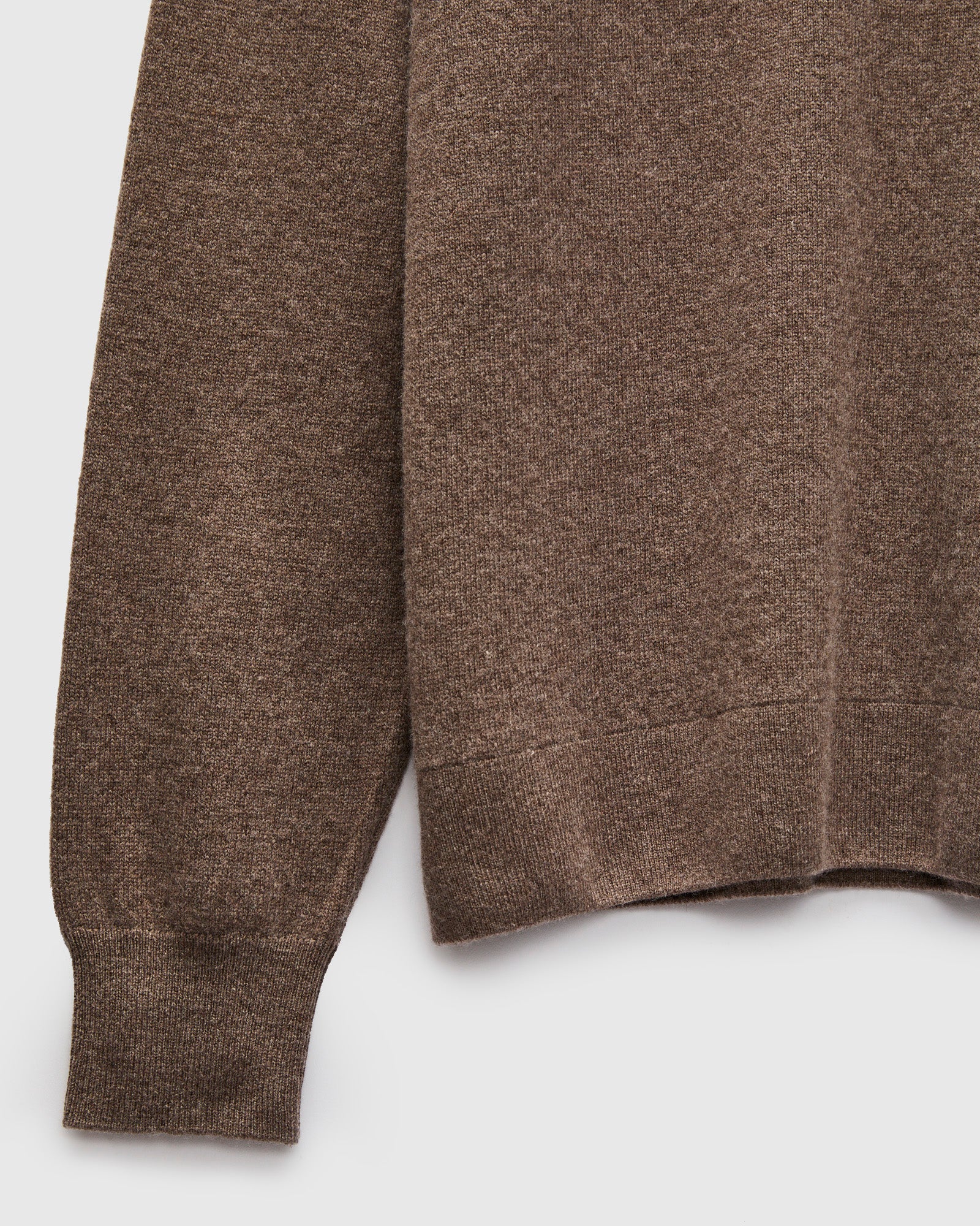 Wool-Silk-Cashmere Long Sleeve Polo in Grain - Image 5