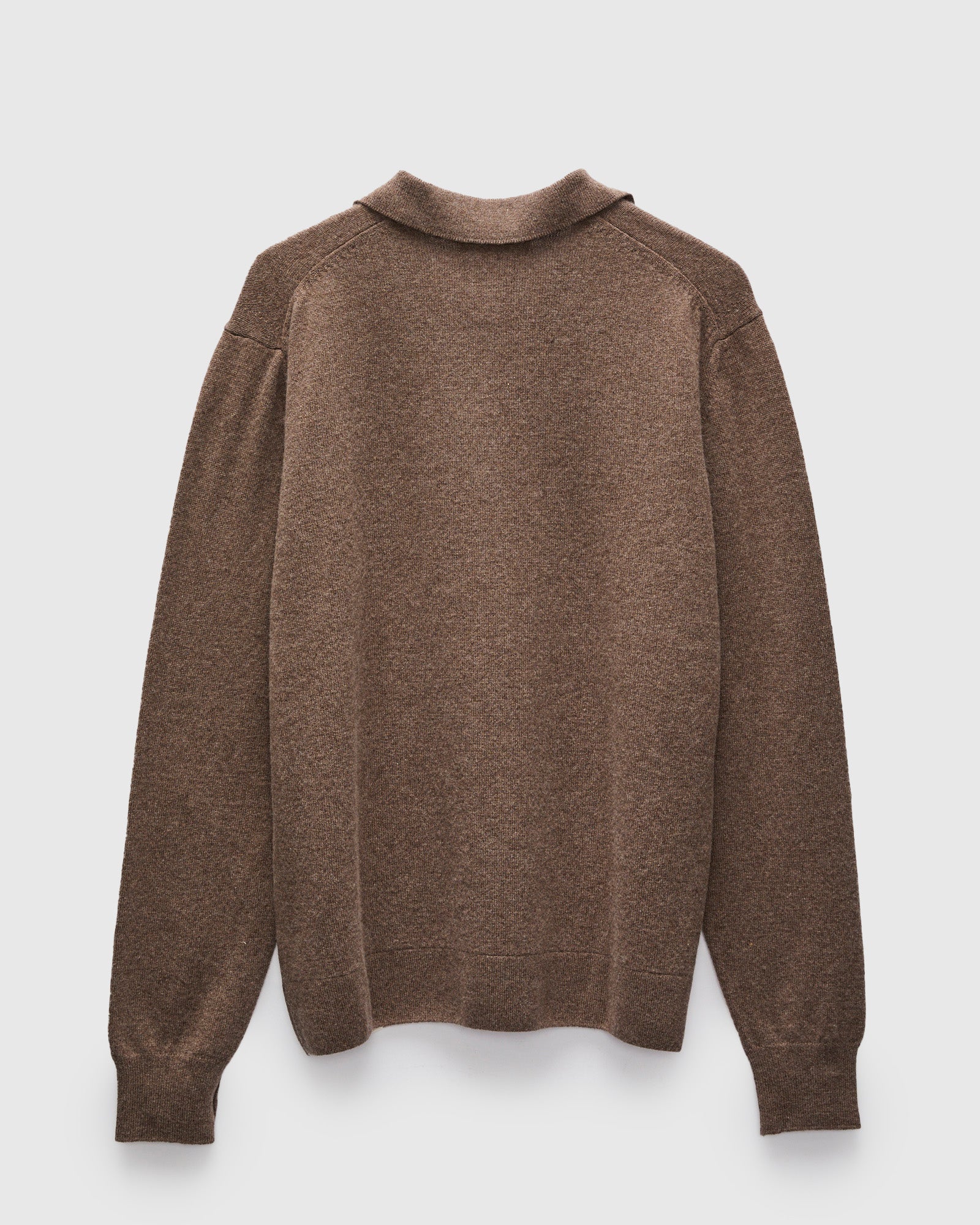 Wool-Silk-Cashmere Long Sleeve Polo in Grain - Image 7