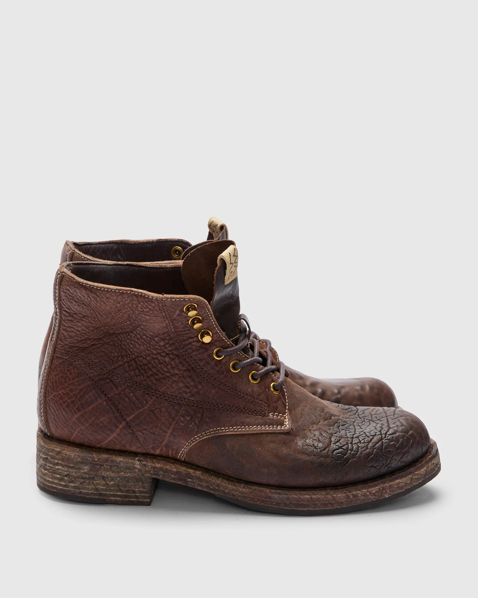 Damaged Virgil Boots-Folk in Dark Brown Horsehide - Image 3