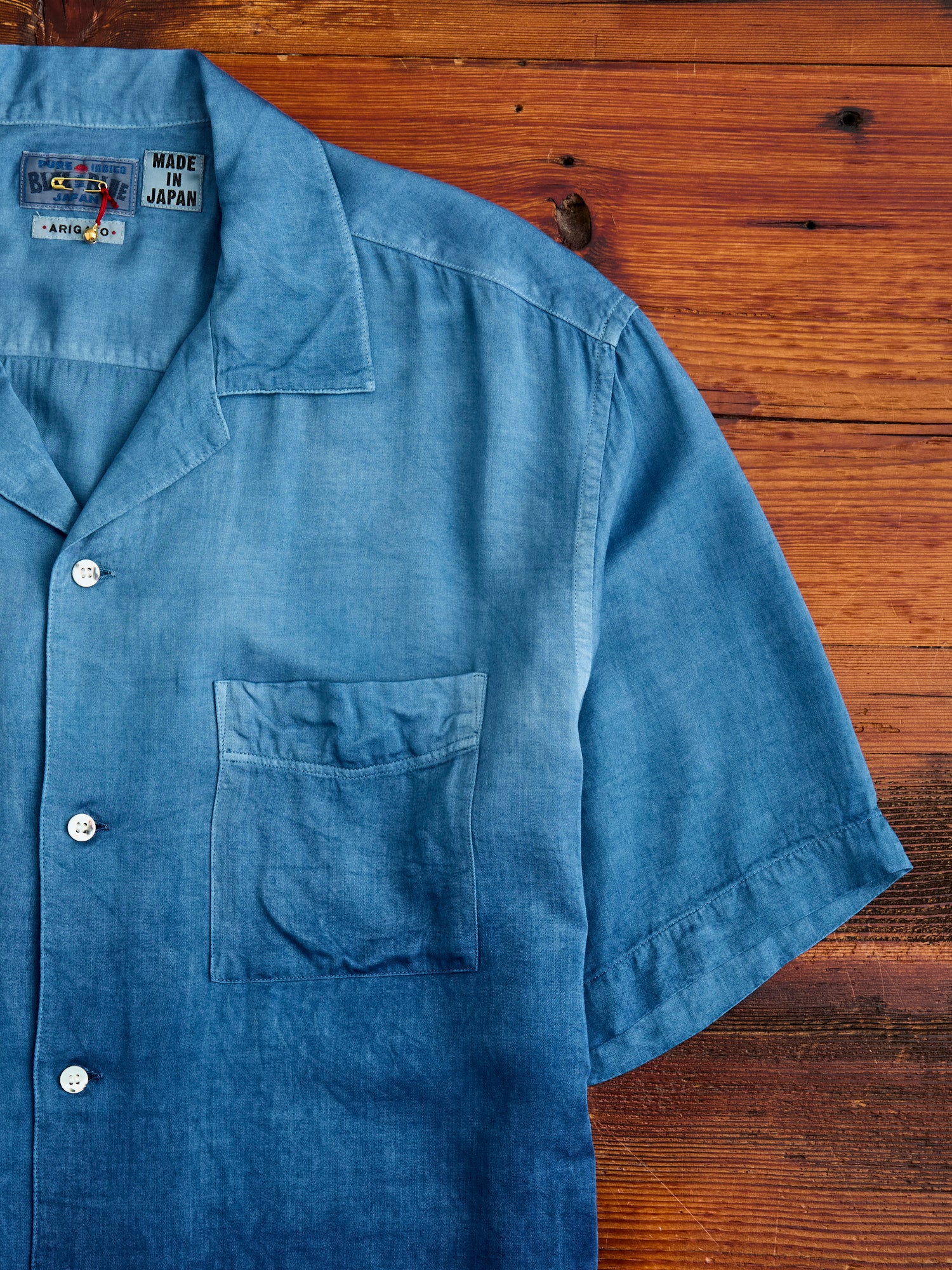Hand-Dyed Short Sleeve Shirt in Indigo Gradient - Image 4