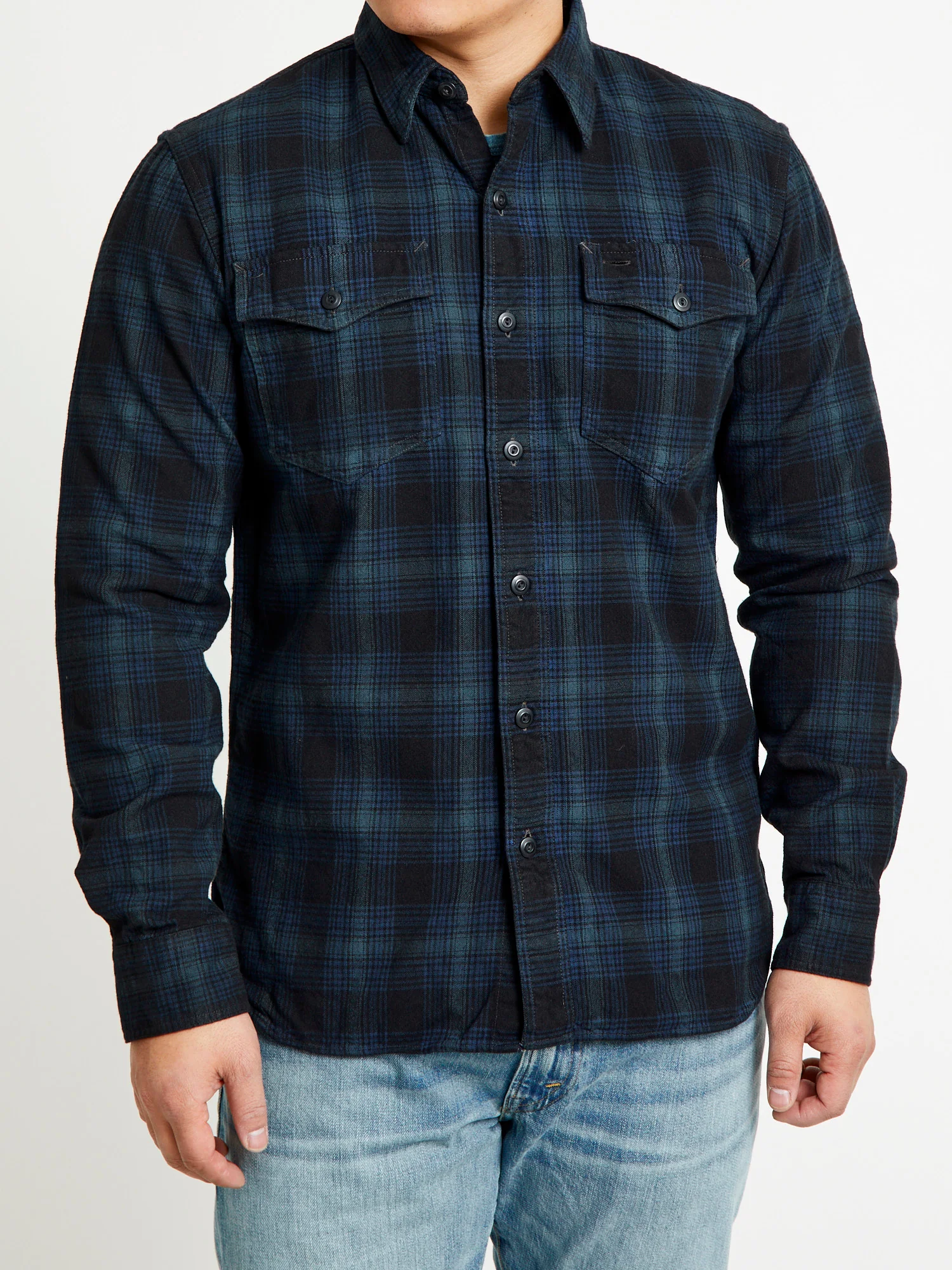 Herc Canvas Workshirt in Blue/Black - Image 2
