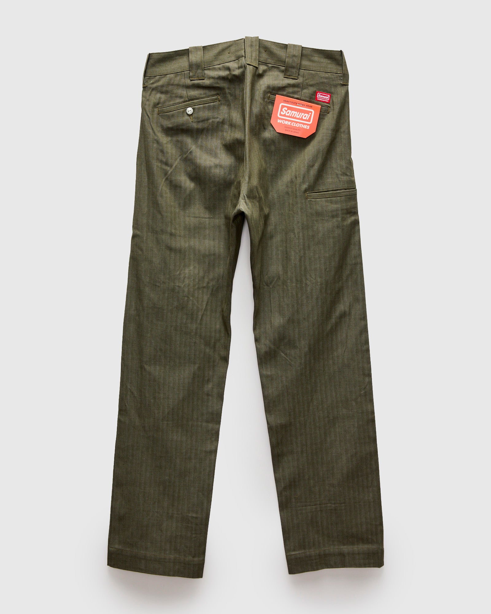 Herringbone Nep Work Pants in Olive - Image 2